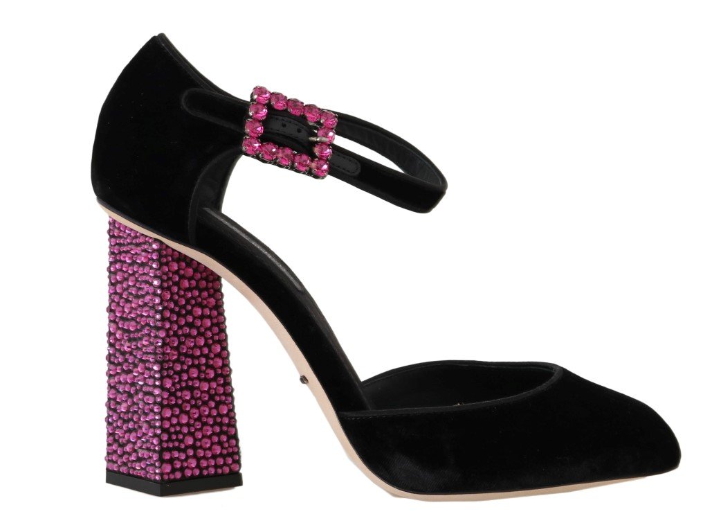 Dolce & Gabbana Women's Crystal Mary Janes Shoes Black LA4280 - EU40/US9.5