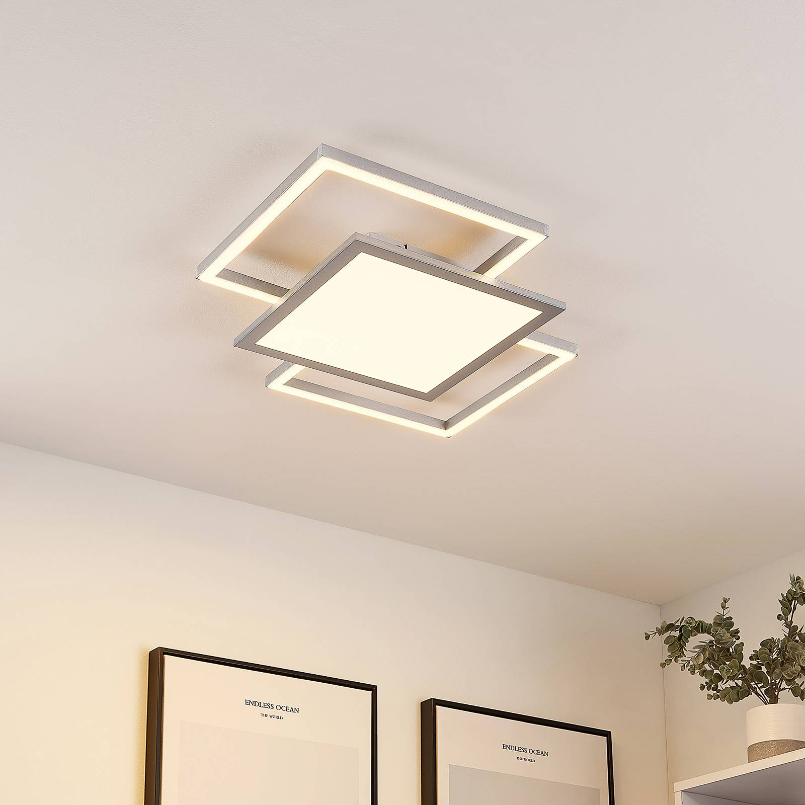 Lucande Ciaran -LED-kattovalaisin, neliömäinen