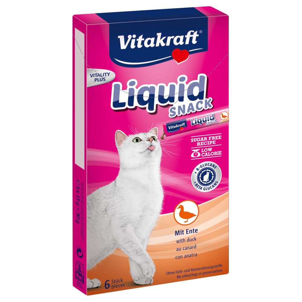 Vitakraft Cat Liquid Snack with Duck & ß-Glucans - Saver Pack: 24 x 15g