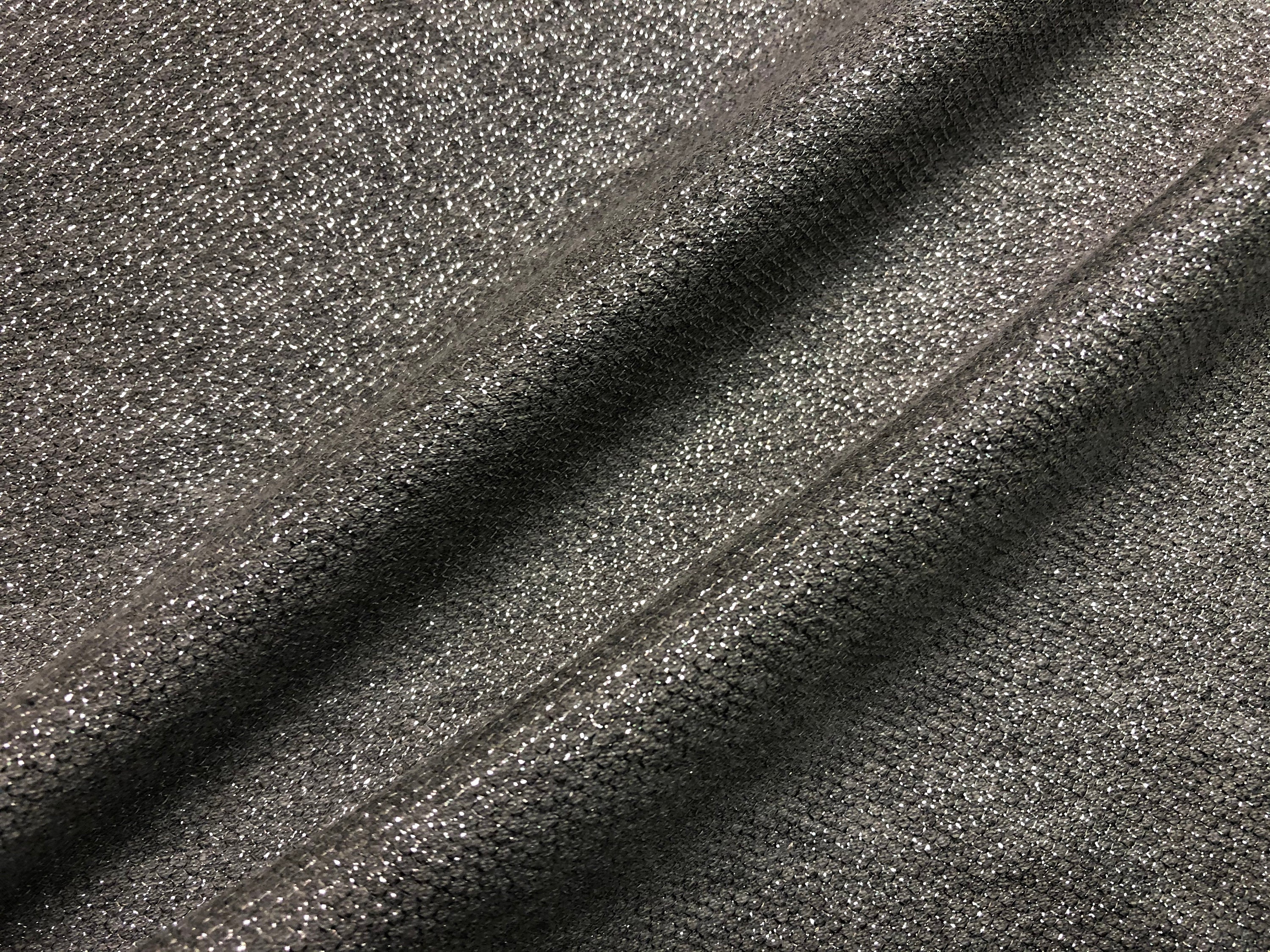 Cotton Blend Knit in Gray With Metallic Silver Dotted Pattern, 50 Wide, Price Is Per Yard