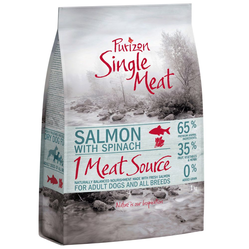 Purizon Single Meat Adult Dog - Grain-Free Salmon with Spinach - 12kg