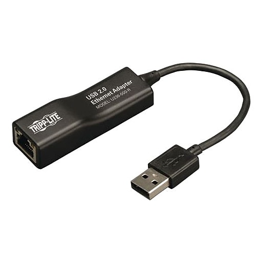 Tripp Lite USB 2.0 Male to Female USB Hi-Speed to Ethernet Adapter, Black, Each