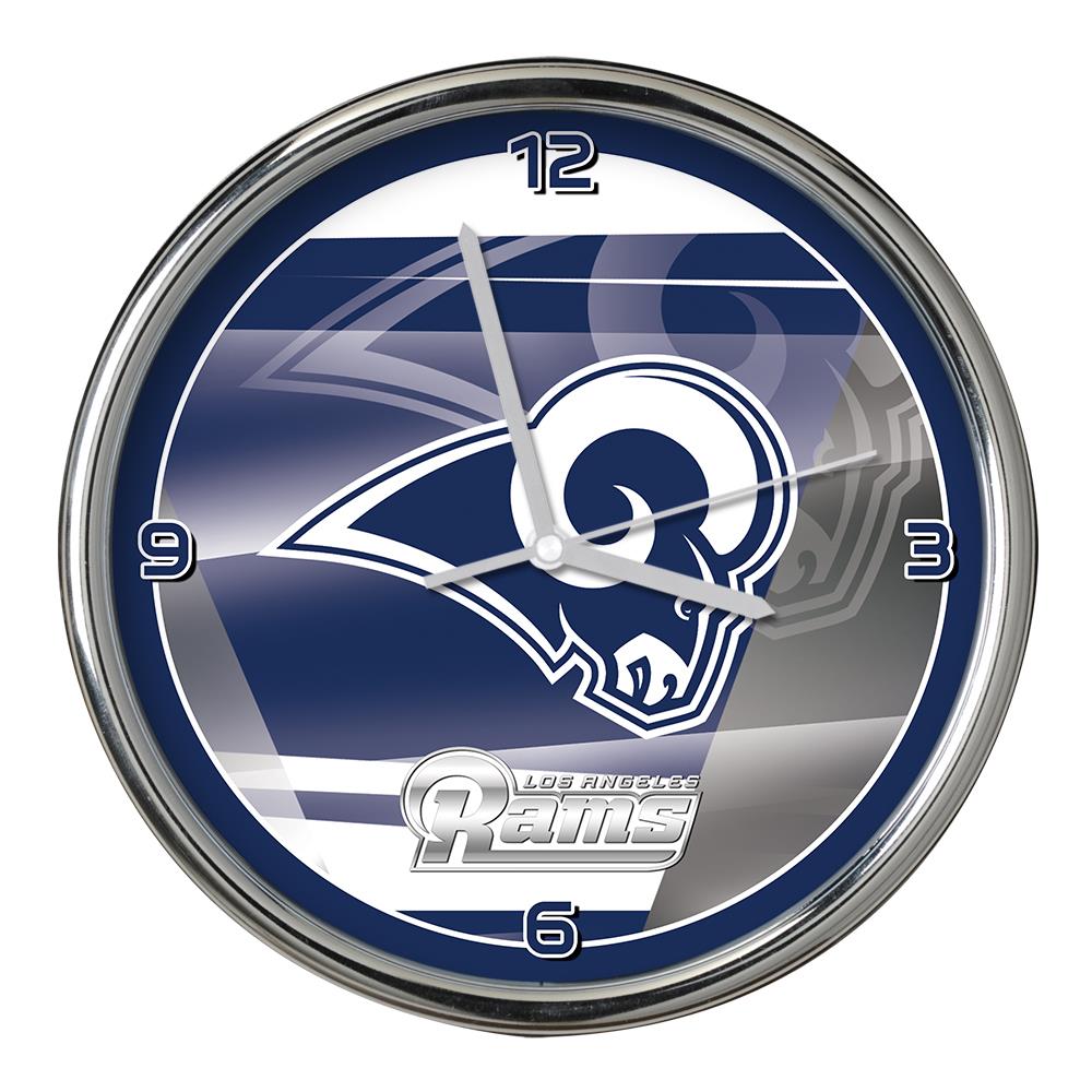 The Memory Company Los Angeles Rams Analog Round Wall Clock in Chrome | NFL-LAR-2655