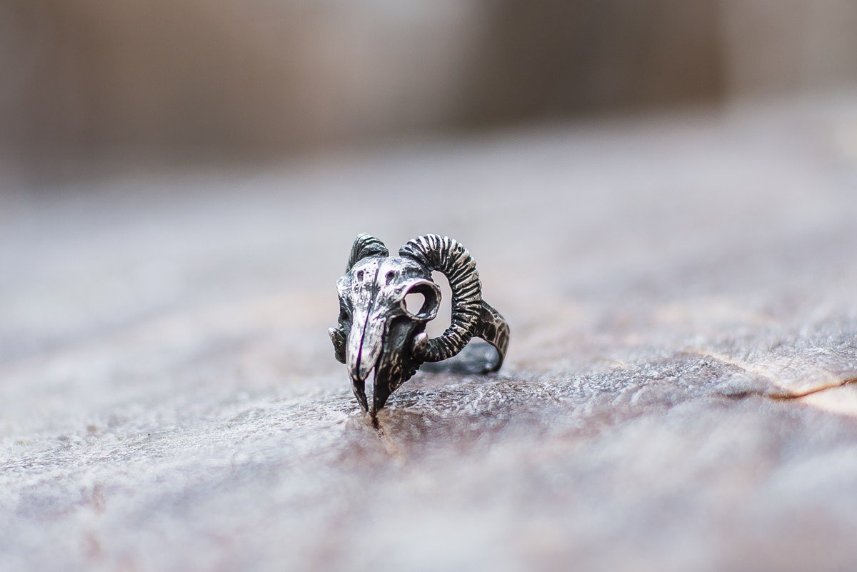 Ram Skull Ring, Ring With Ram, Of Biker Brutal Jewelry Handmade 925 Silver Animal