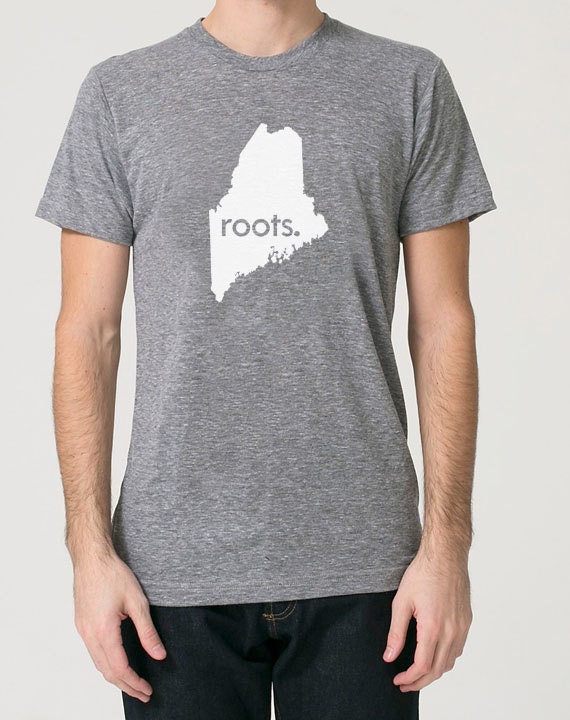 Maine Me Roots Tri Blend Track T-Shirt - Unisex Tee Shirts Size S M L Xl