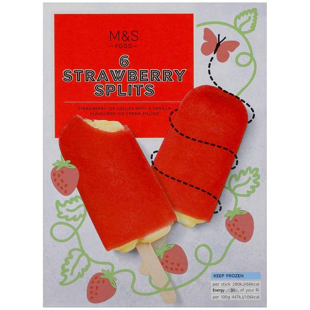 M&S 6 Strawberry Split Lollies