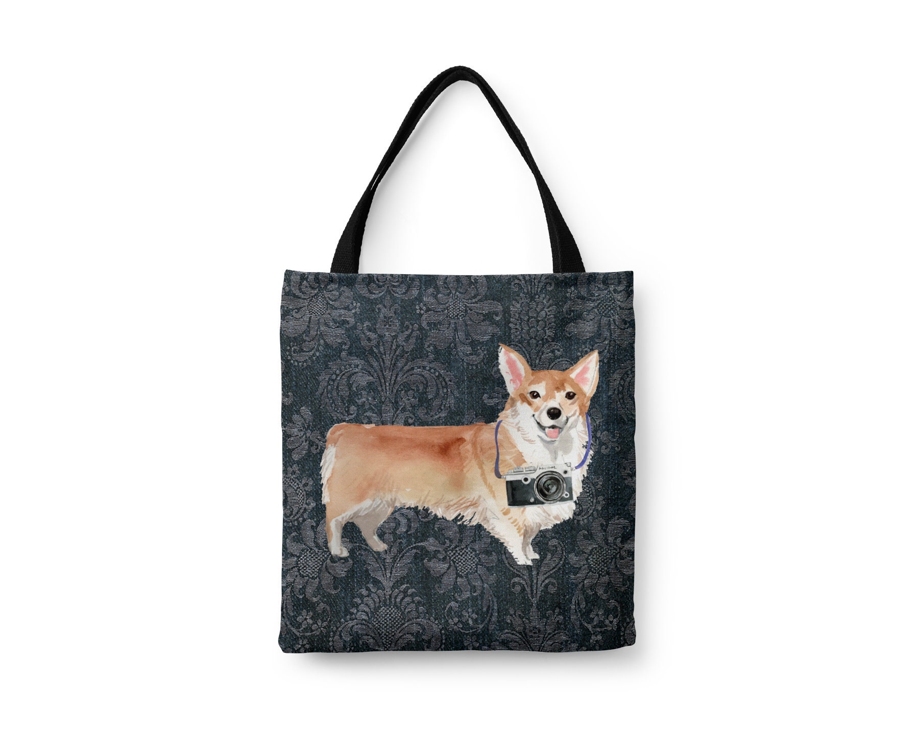 Corgi Dog Tote Bag Illustrated Dogs & 6 Denim Inspired Styles. All Purpose Ideal For Shopping, Laptop, Grocery, Market. Pembroke Pwc