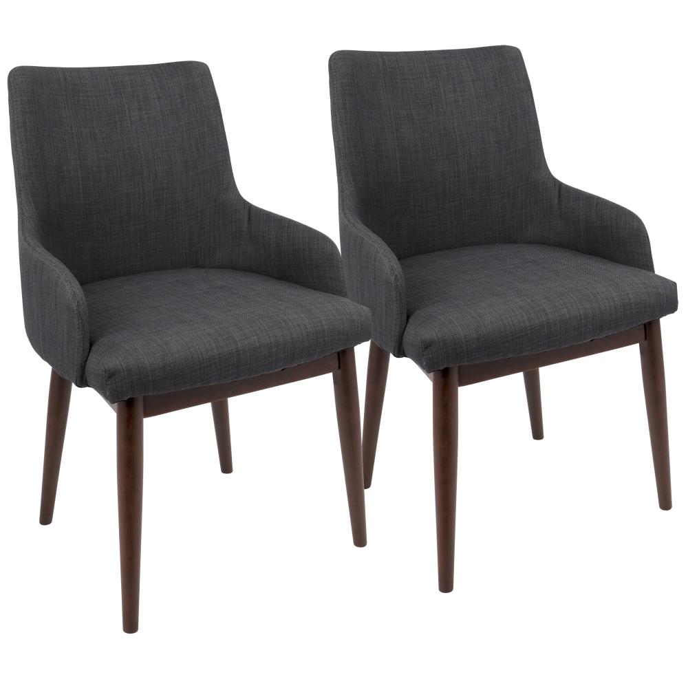 LumiSource Set of 2 Santiago Traditional Polyester/Polyester Blend Upholstered Dining Side Chair (Wood Frame) in Black | DC-SNTGO WLDGY2