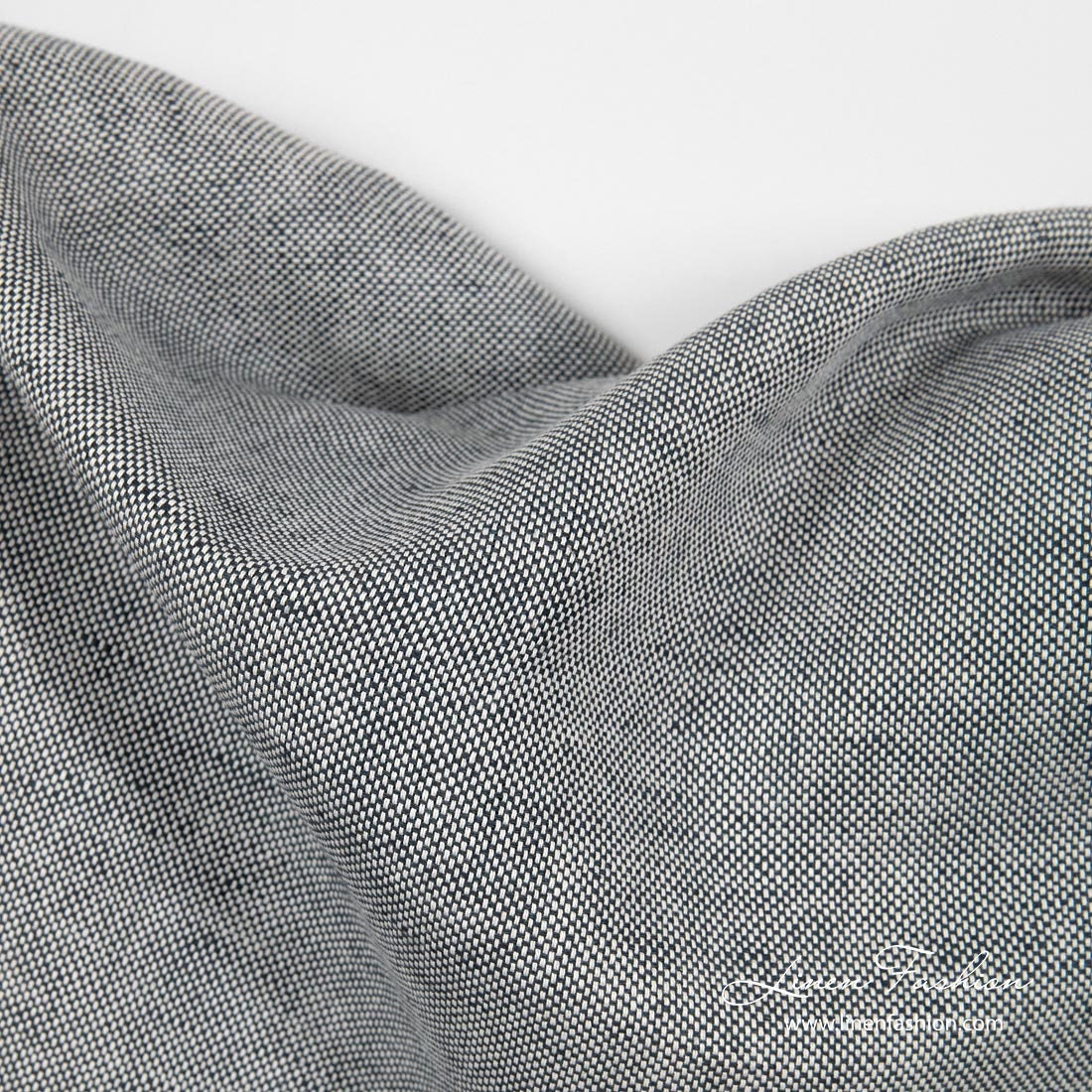 Linen Blend Fabric in Dark Blue, Melange | Width 150cm Weight 210Gsm Fabrics By The Yard Or Meter Ab Siulas, Lithuania