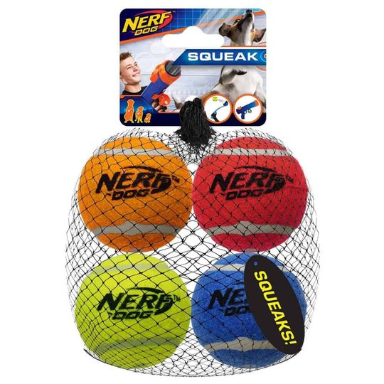 NERF Dog Squeak Tennisbollar 4-pack