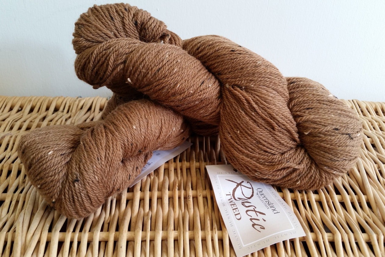 Worsted Tweed Yarn, Wool Blend Queensland Collection Rustic Tweed, Tan 103, Alpaca