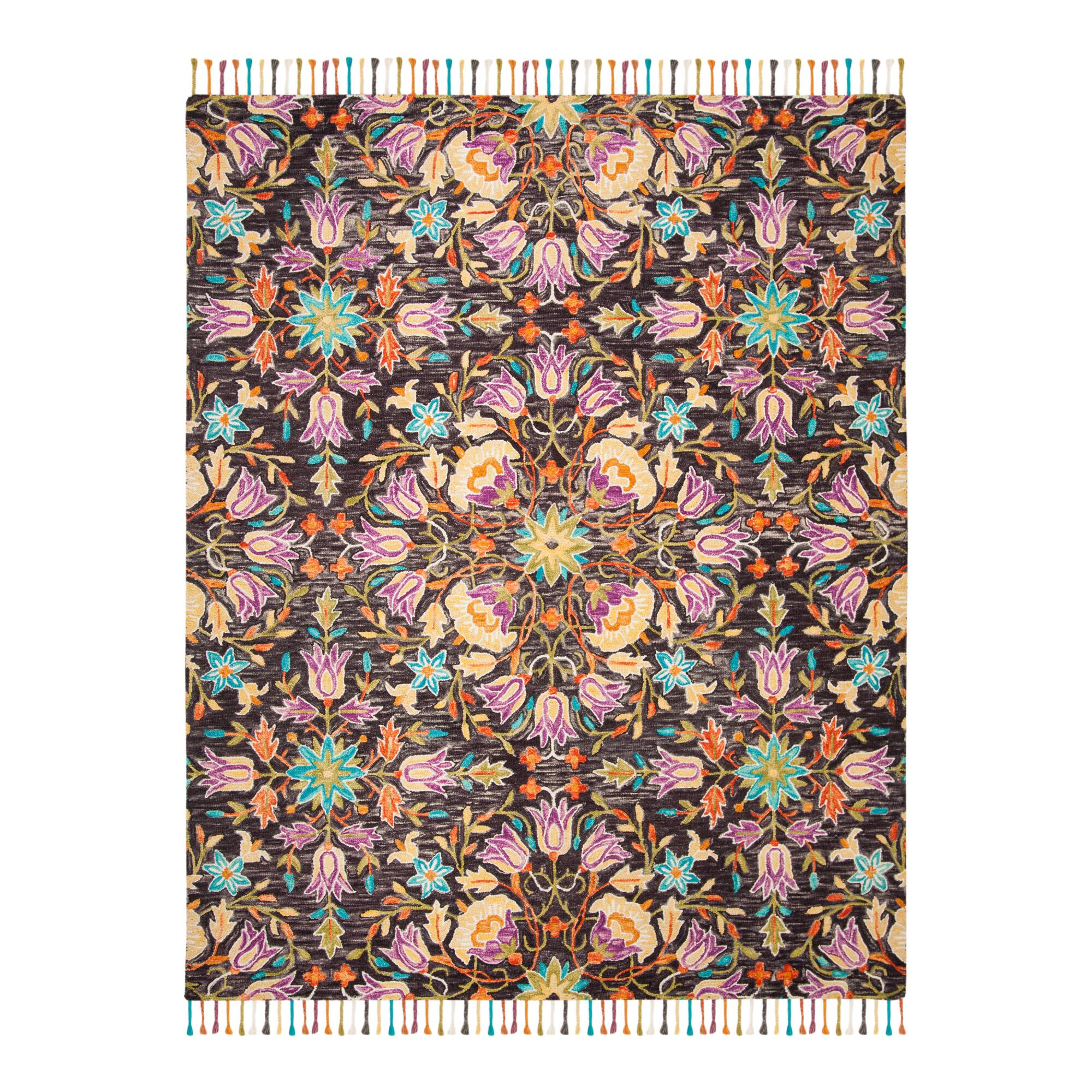 Black And Purple Floral Wool Brianna Area Rug: Multi - 8' x 10' by World Market