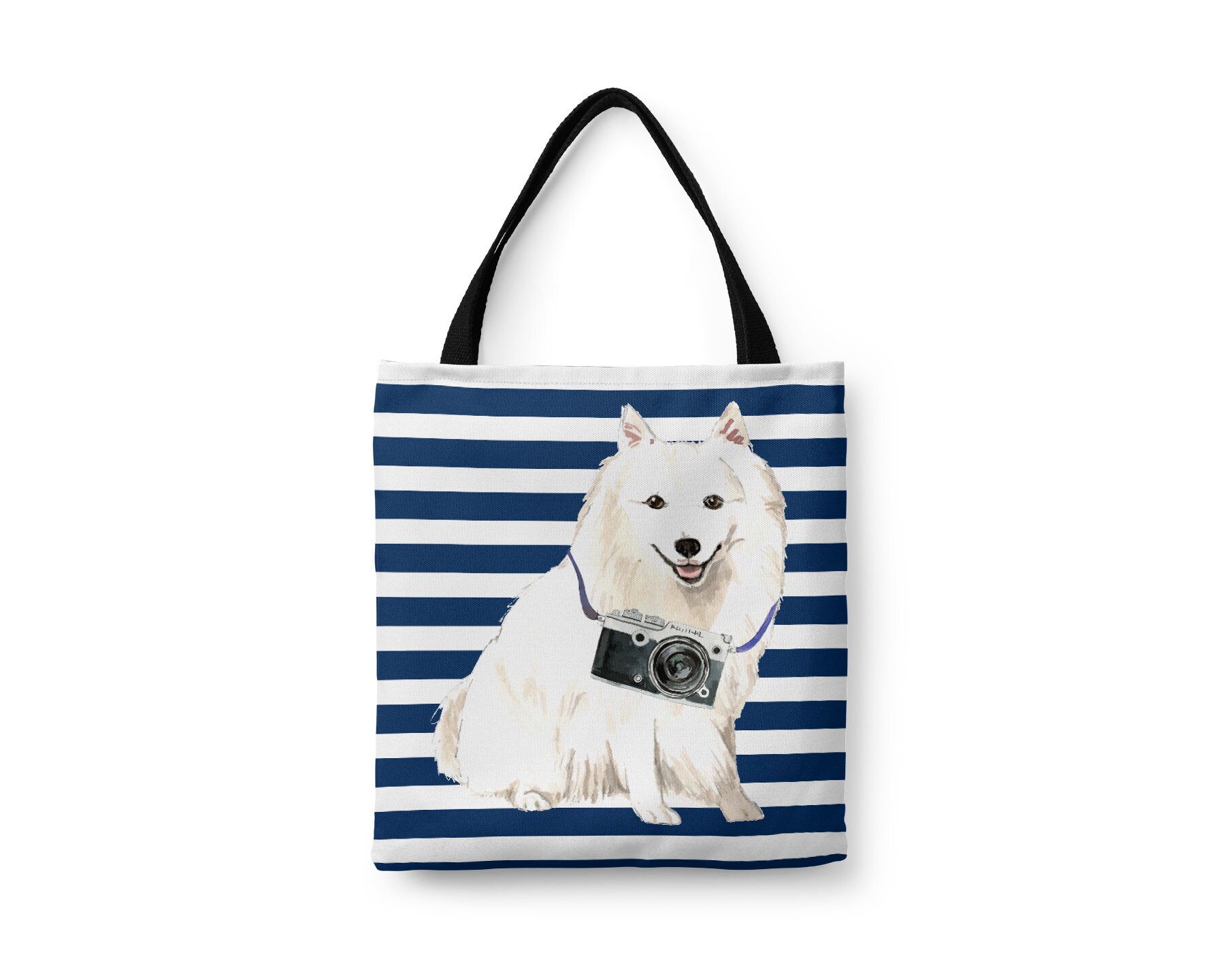 Japanese Spitz Dog Tote Bag - Illustrated Dogs & 6 Travel Inspired Styles. All Purpose For Work, Shopping, Life. Js Shoulder Bag