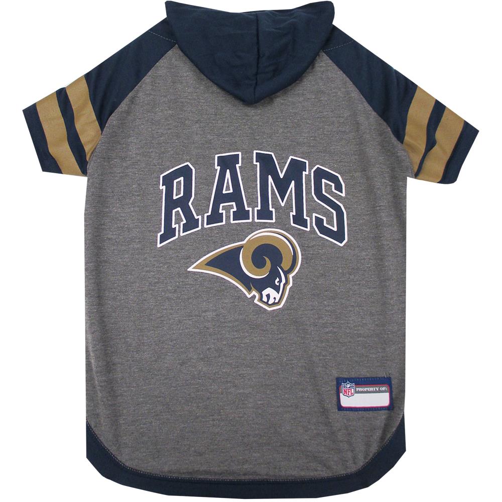 Pets First Los Angeles rams Small (25-lb or Less) Hooded T-shirt in Gray | STL-4044-XS