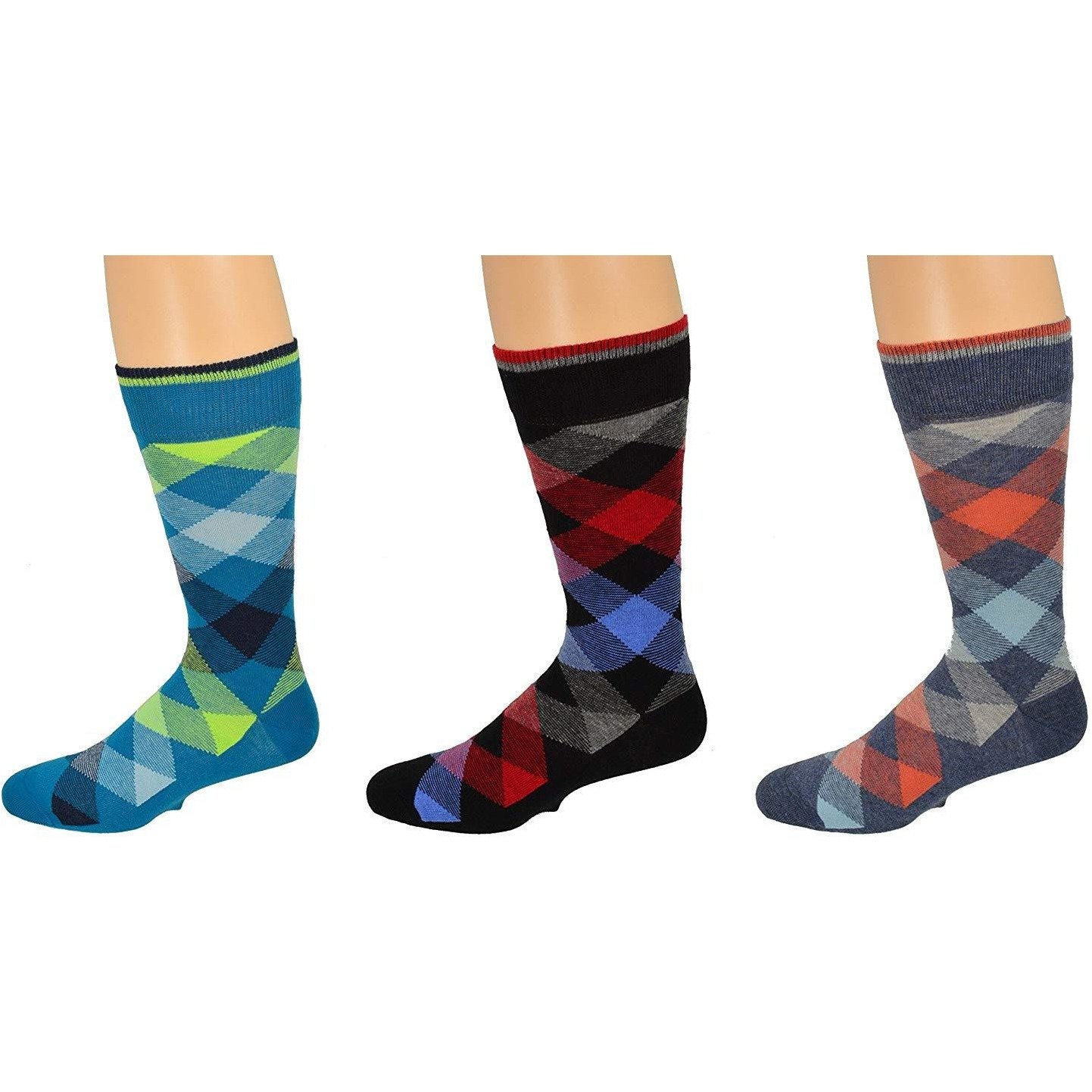 Sierra Socks Men's Casual Cotton Blend Fashion Design Mid Calf Dress Crew Socks, 2 Or 3 Pairs, Colorful/Multicolored For Men