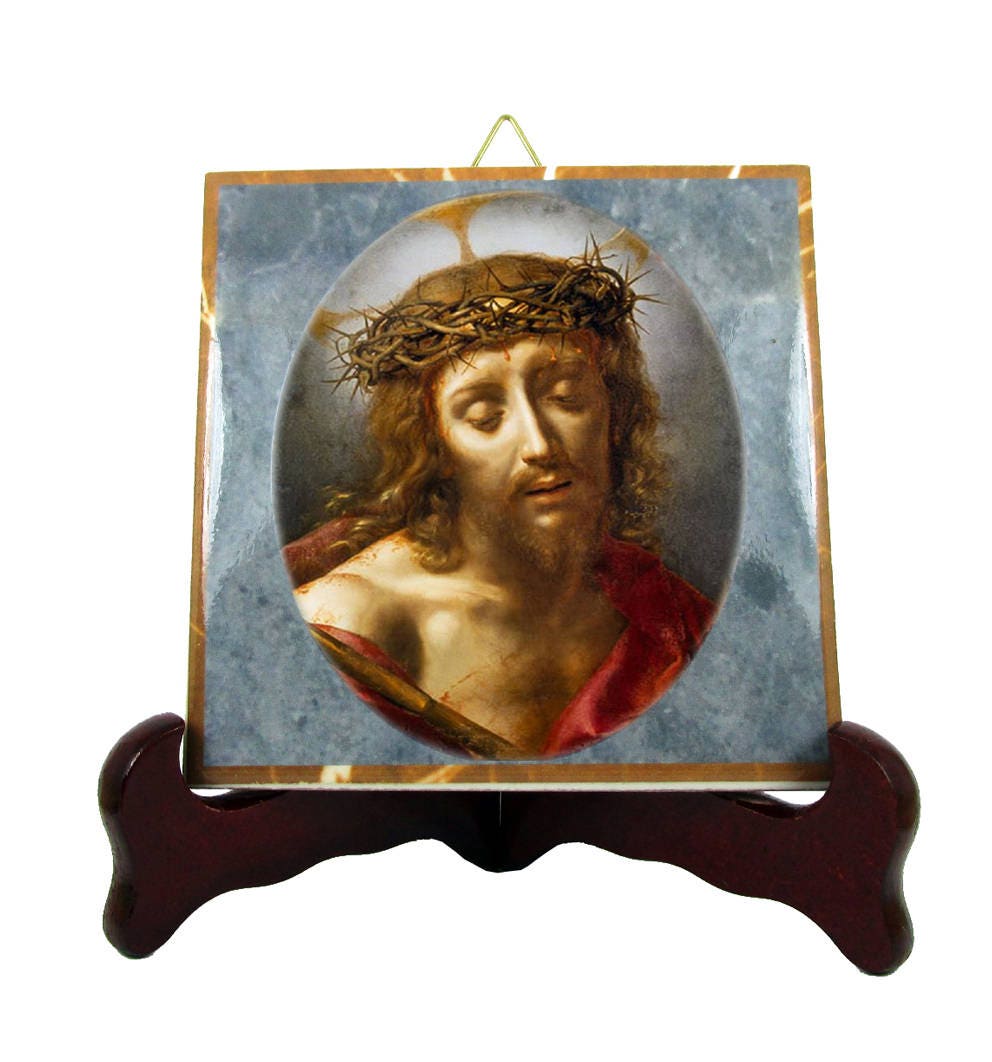 Christian Art - Christ As A Pain Man Icon On Ceramic Tile From Painting By Carlo Dolci Jesus Decor