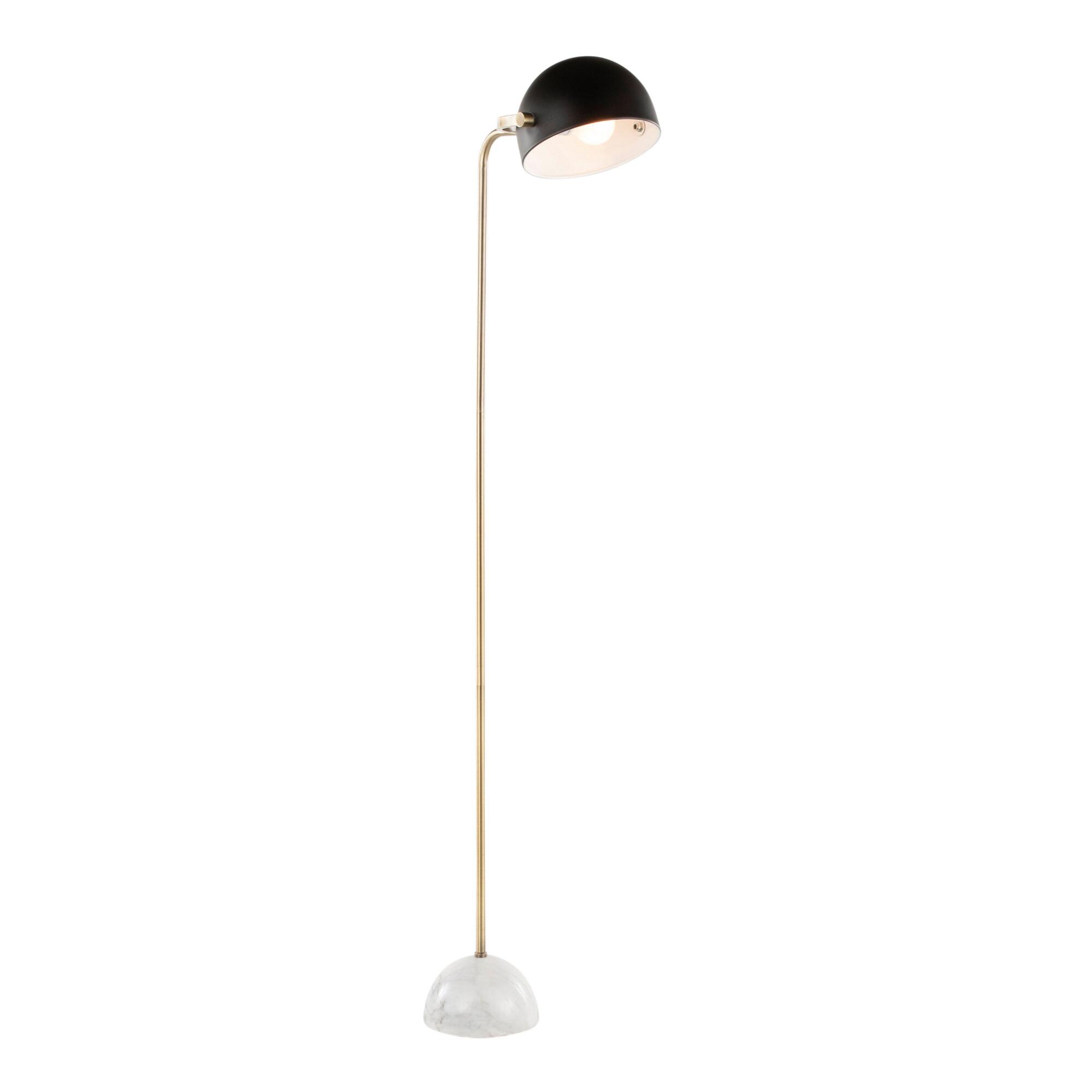 Black Metal and White Marble Elodie Floor Lamp: Black/Gold by World Market