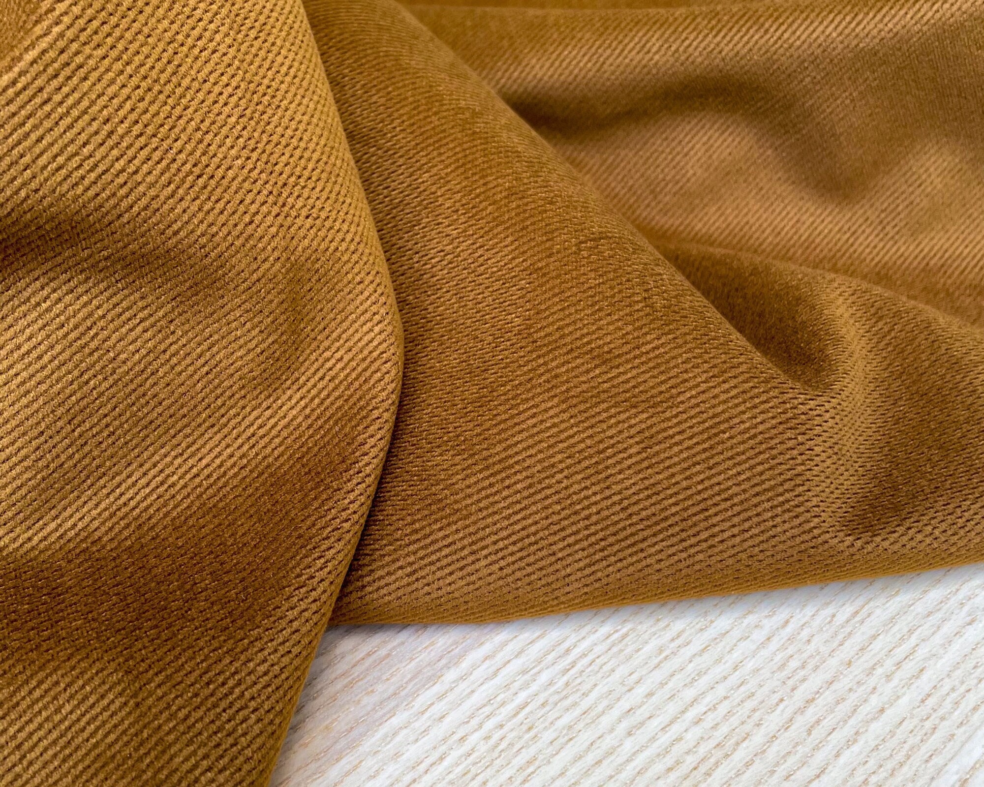 Caramel Cotton Blend Velveteen Twill - Deadstock Fabric By The Yard