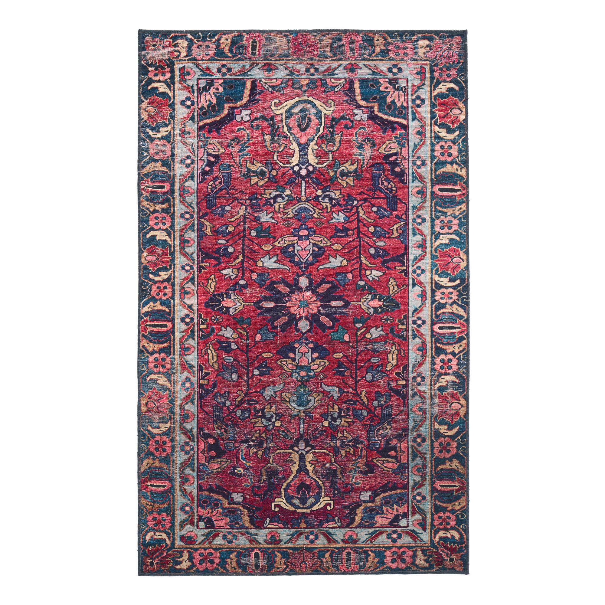 Purple and Rose Persian Style Izmir Area Rug: Red - Polyester - 2' x 3' by World Market