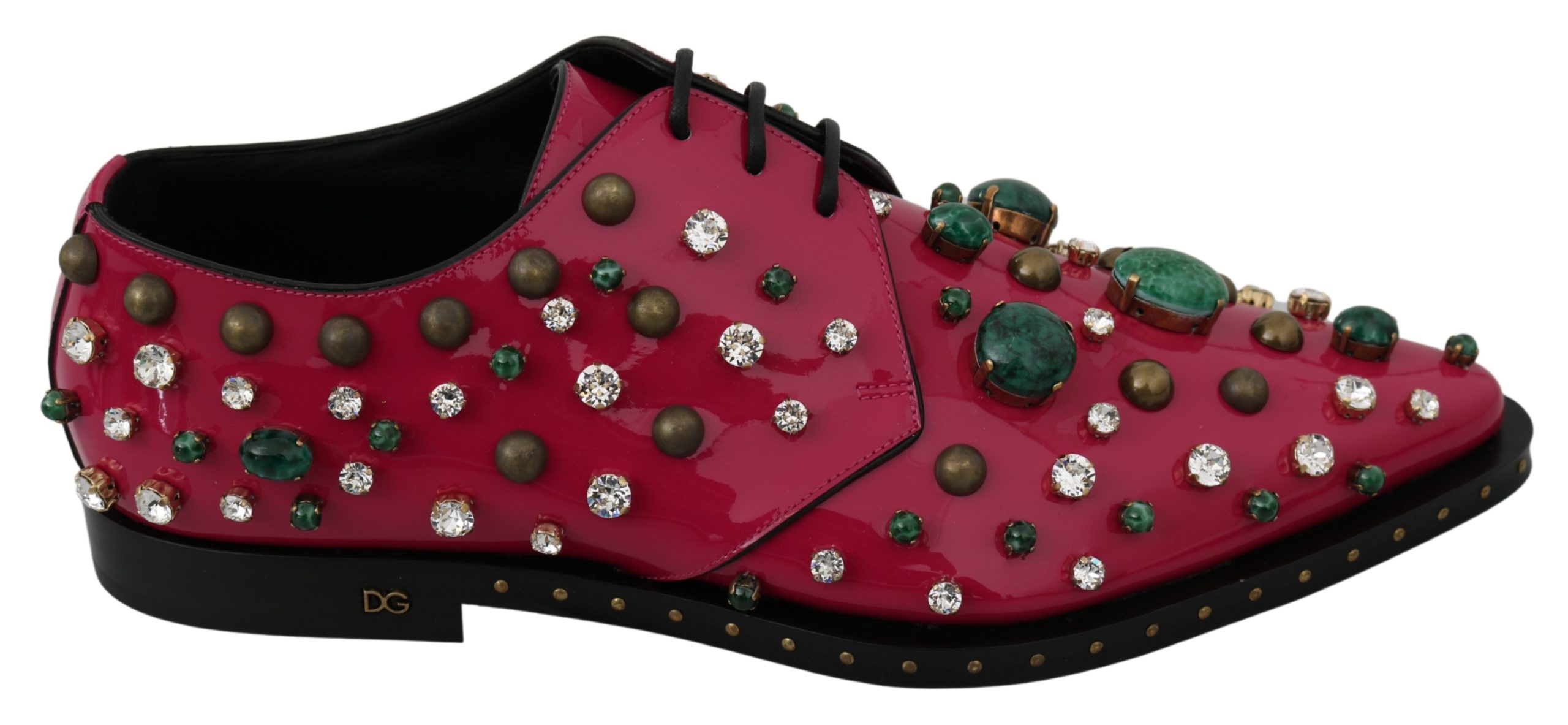 Dolce & Gabbana Women's Leather Crystals Dress Broque Shoe Pink LA7218 - EU41/US10.5