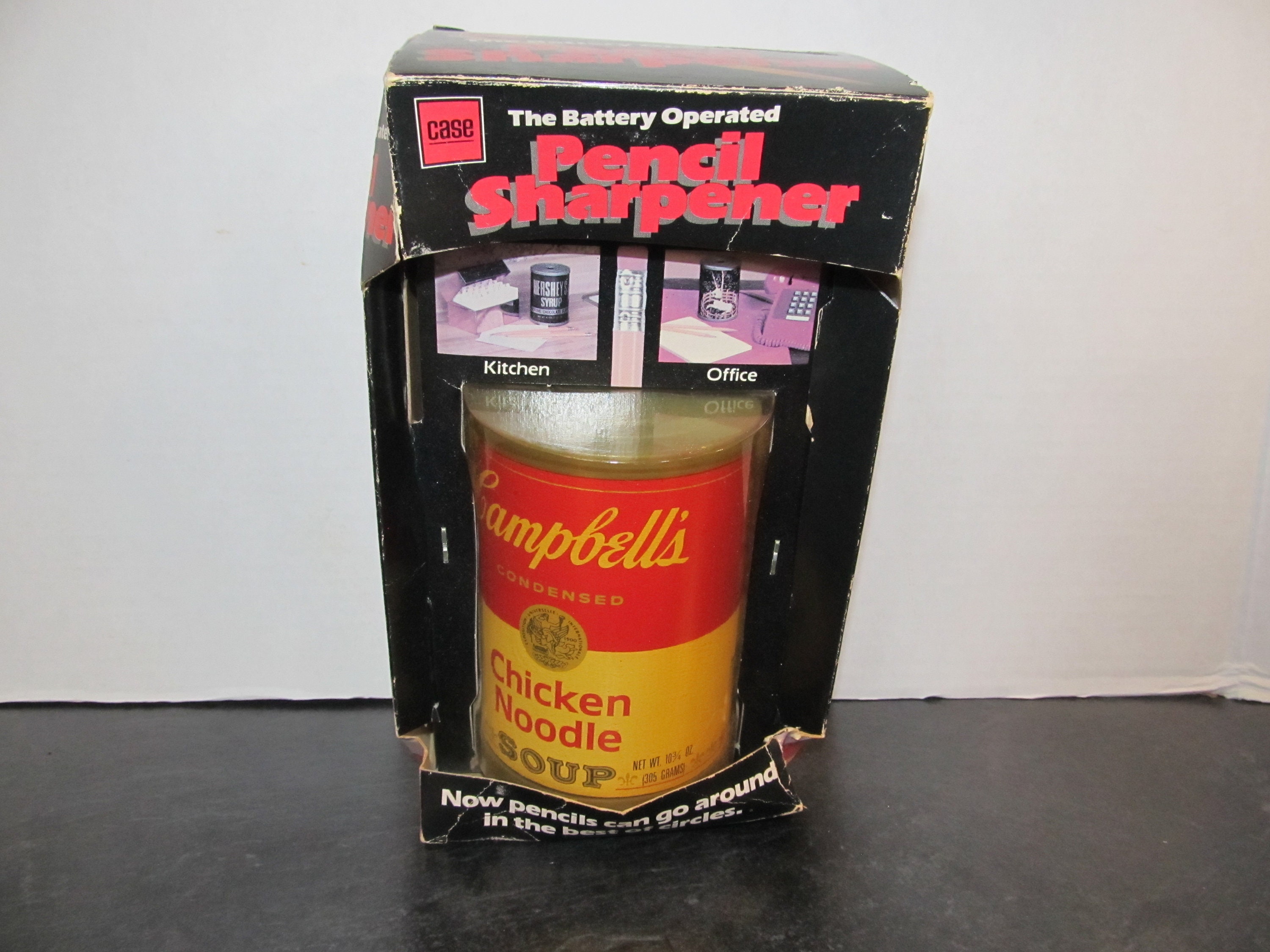 Vintage 1984 New Old Stock Campbell's Chicken Noodle Soup Battery Powered Pencil Sharpener By Case Stationery Co Rare Hard To Find
