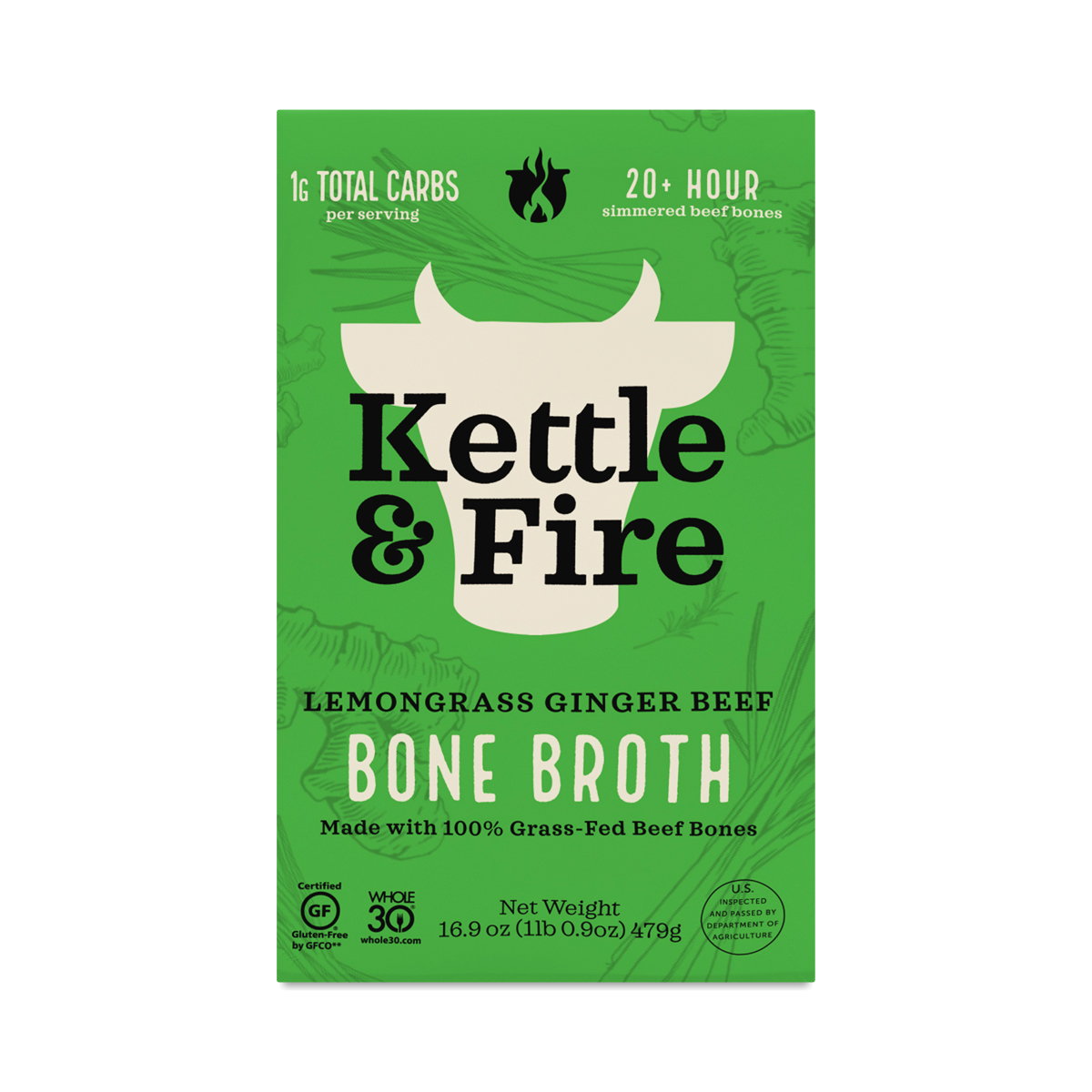 Kettle & Fire Bone Broth, Lemongrass Ginger Beef Pho 16.9 oz carton