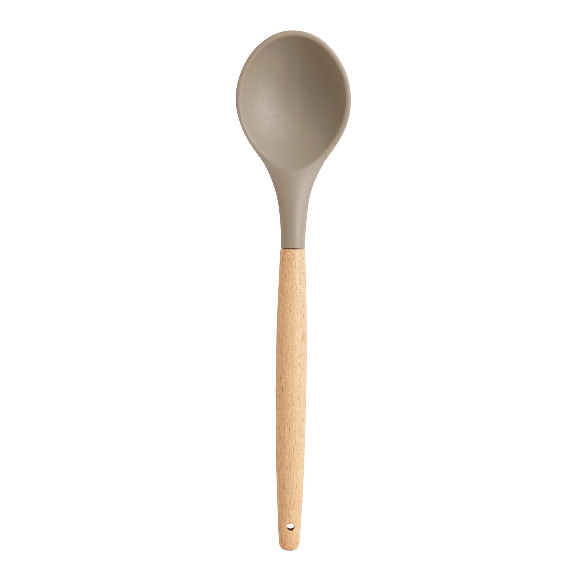 Gray Silicone Cooking Spoon with Wood Handle by World Market