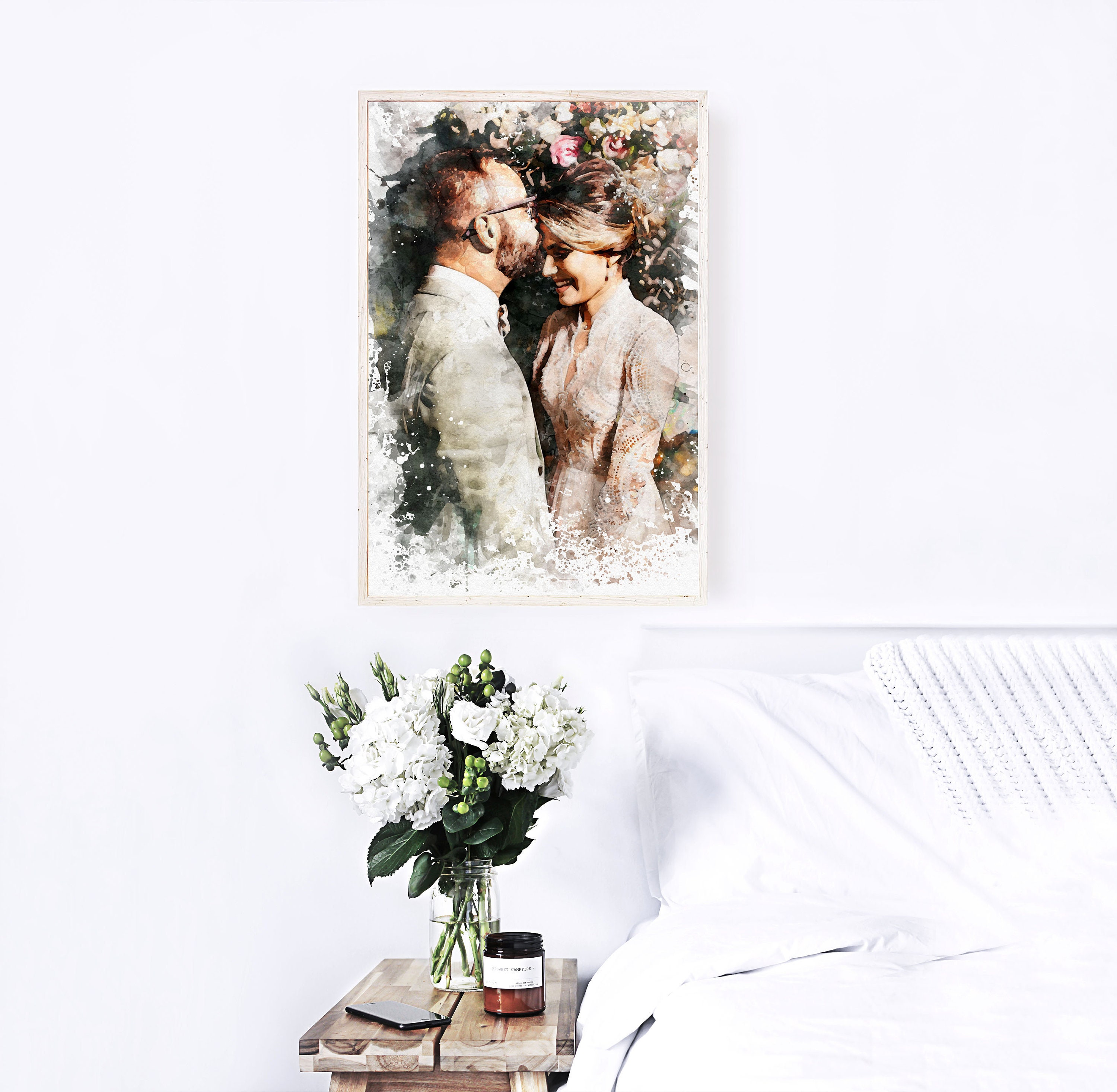 Wedding Illustration, Custom Portrait From Photo, Couple Watercolor, Anniversary Gift, 1st Gift