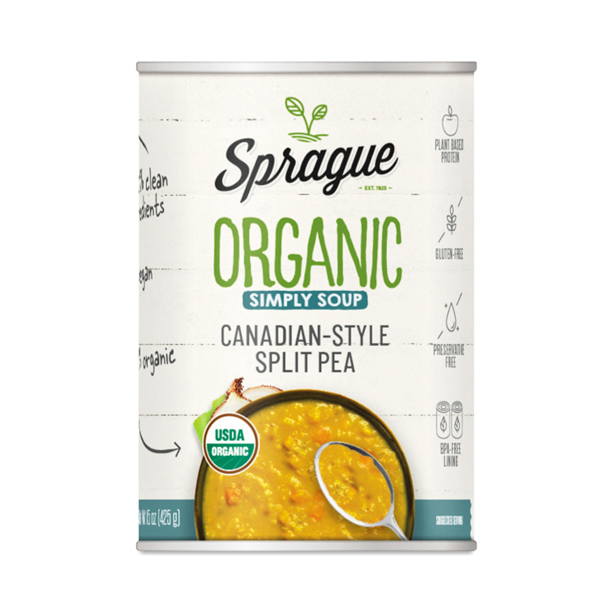 Sprague Organic Quebec-Style Split Pea Soup 15 oz can