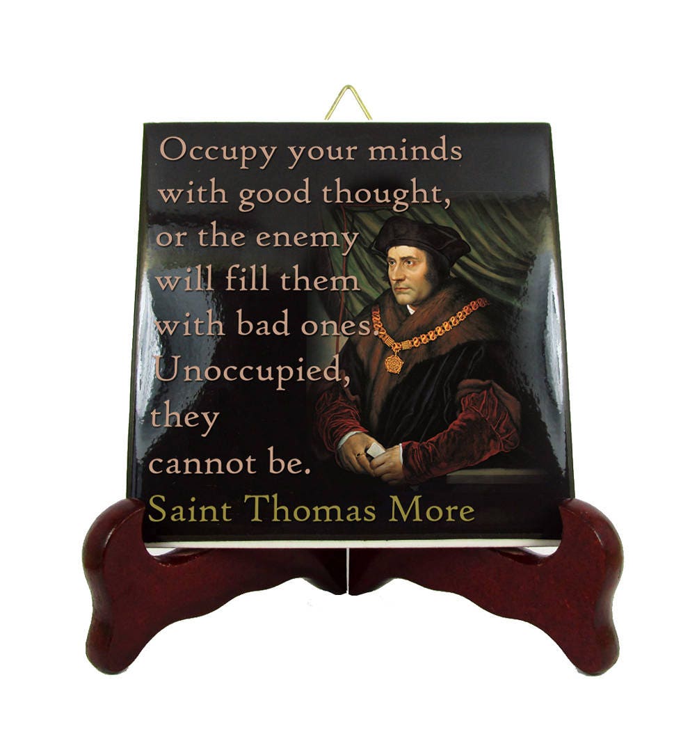 Religious Gifts - St Thomas More Catholic Saints Quotes Ceramic Tile Catholic Art Inspirational Saint Icons