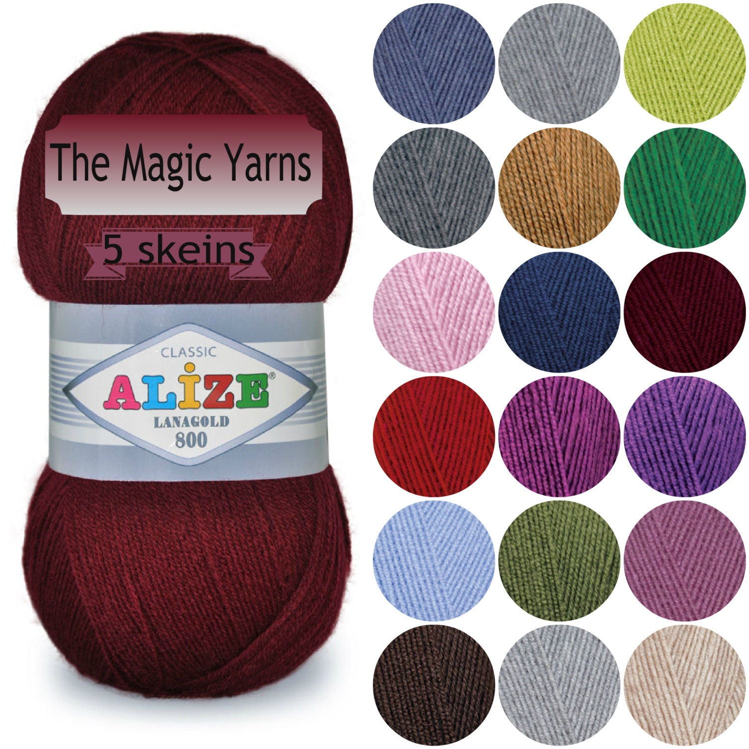 Alize Lanagold 800, Wool Yarn, Wool Blend Yarn, Acrylic Super Fine Weight Knitting Winter Crochet Yarn