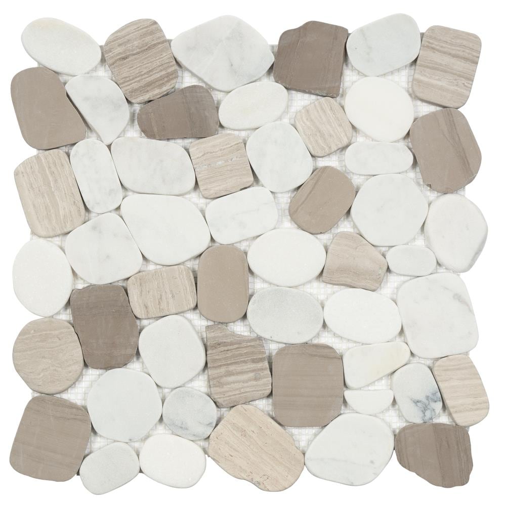 Satori 10-Pack Mixed Warm Blend 12-in x 12-in Honed Natural Stone Pebble Floor and Wall Tile Marble | 1001-0136-0