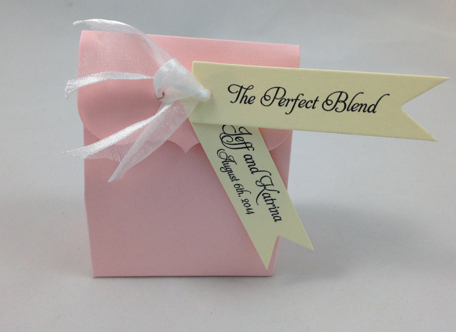 The Perfect Blend Pennant Flag Wedding Favor Tags - Cream Ivory Personalized