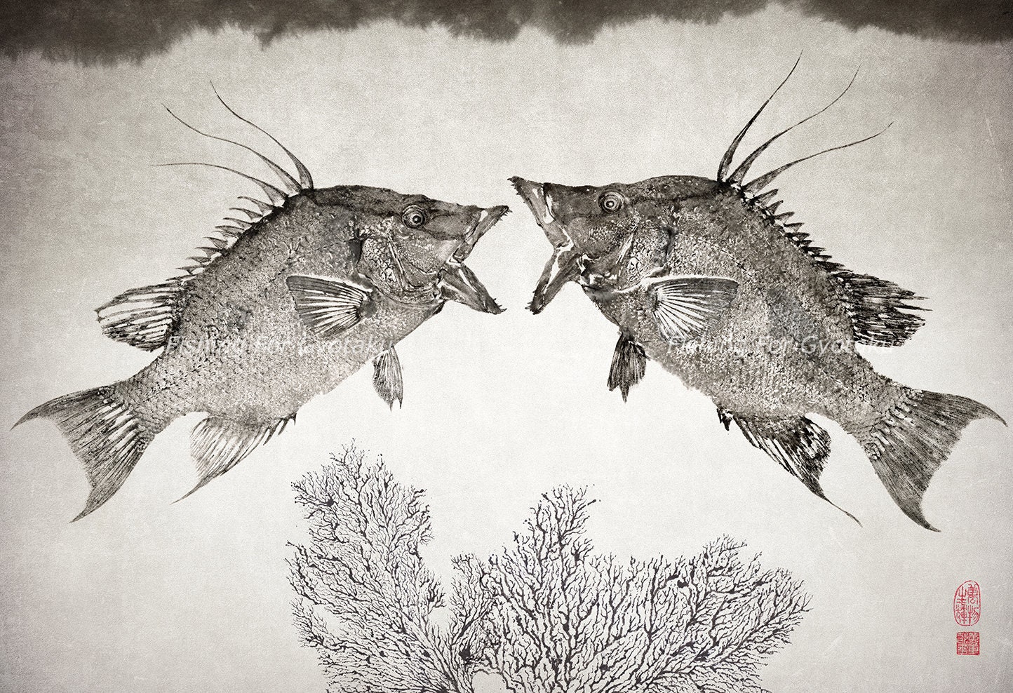 Hogfish - Gyotaku Print Traditional Japanese Fish Art By Dwight Hwang