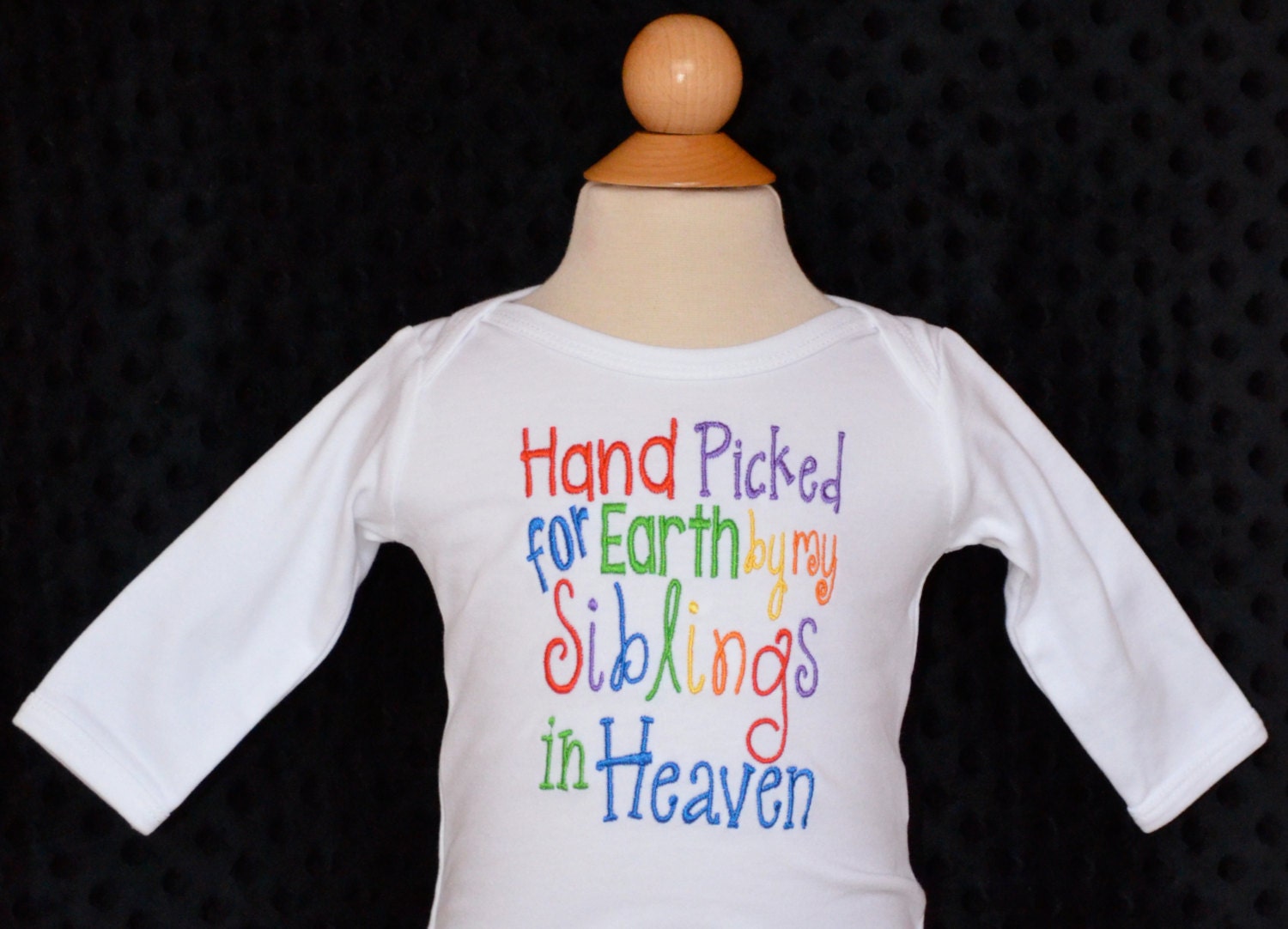 Personalized Hand Picked For Earth By My Siblings in Heaven Applique Shirt Or Bodysuit Girl Boy