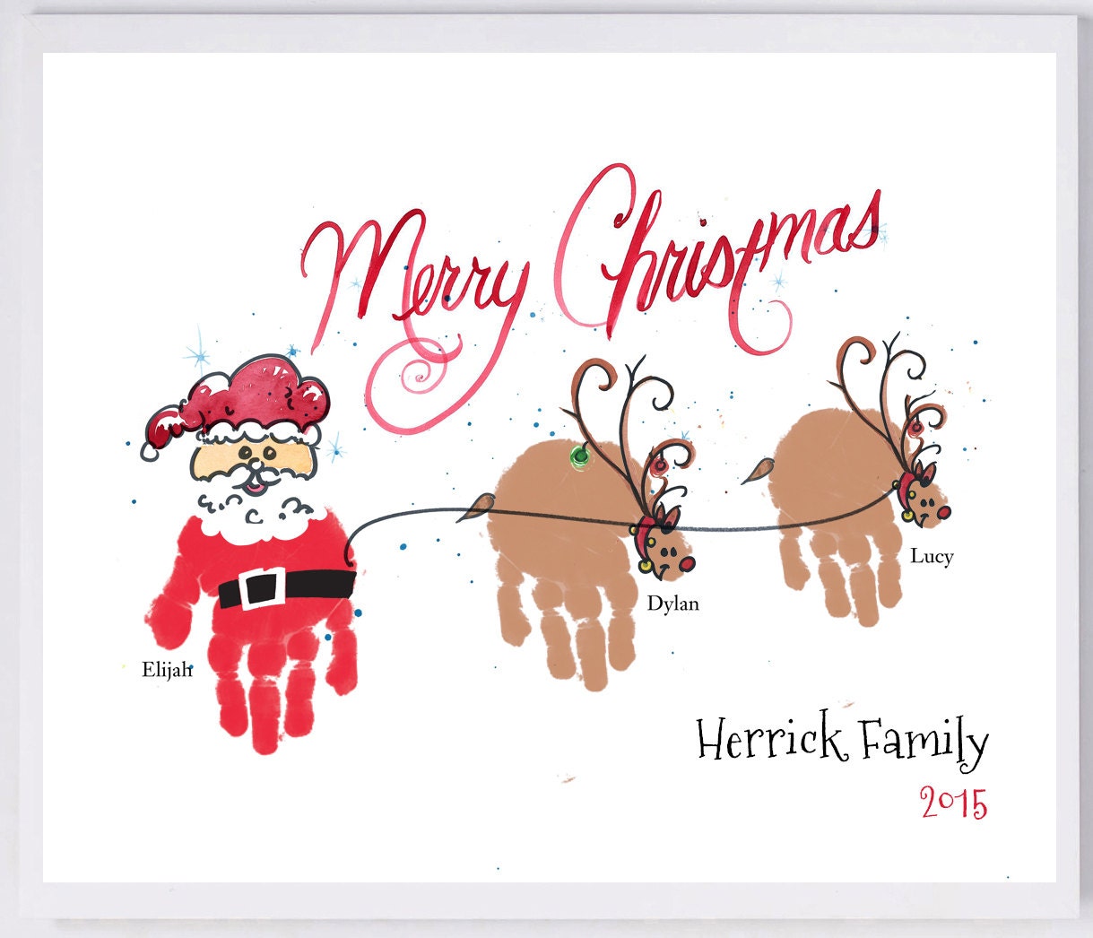 Santa & Reindeer Handprint Wall Art 306C Pap