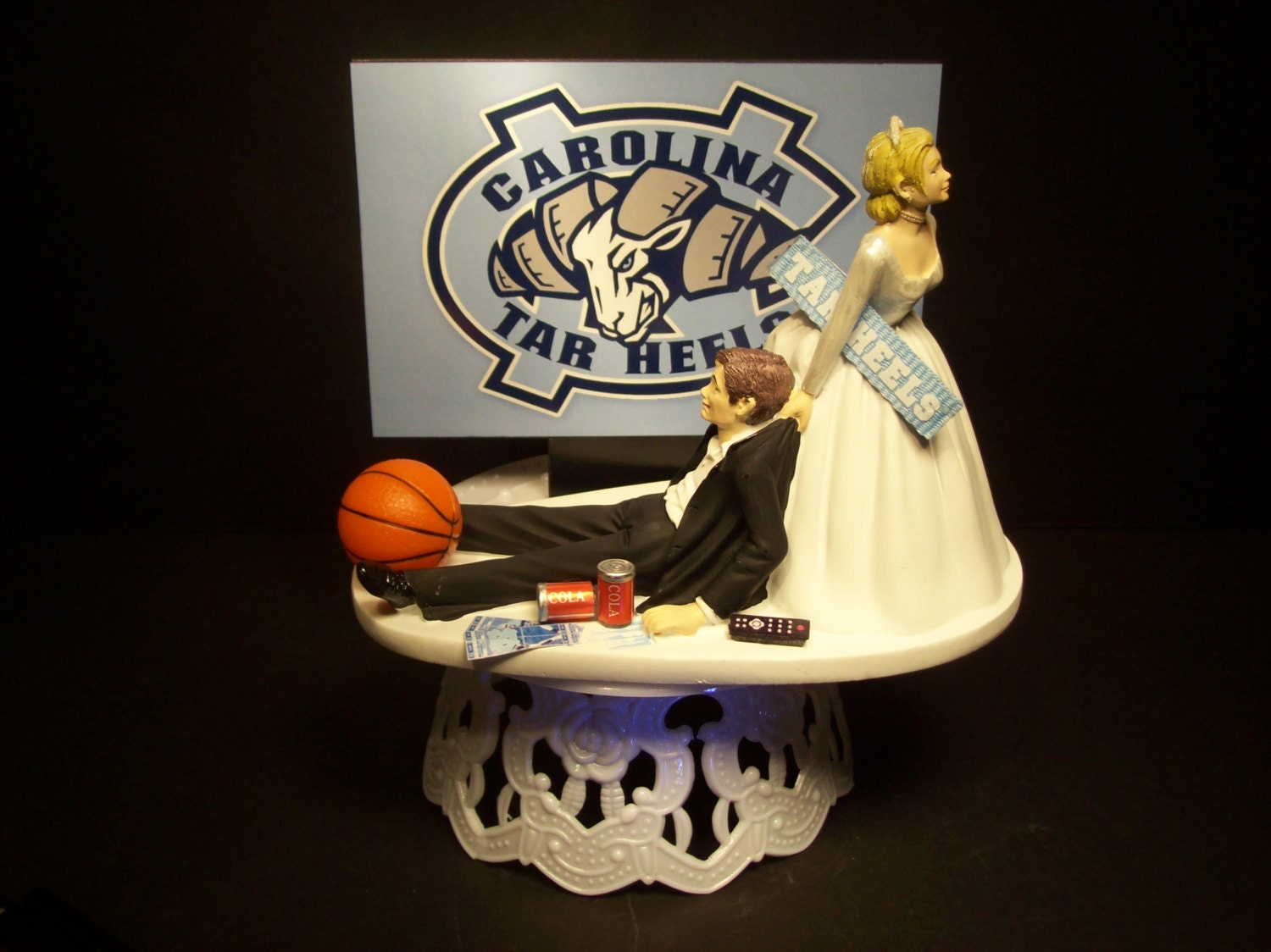 College Basketball North Carolina Ram Funny Wedding Cake Topper Tar Heels Groom's