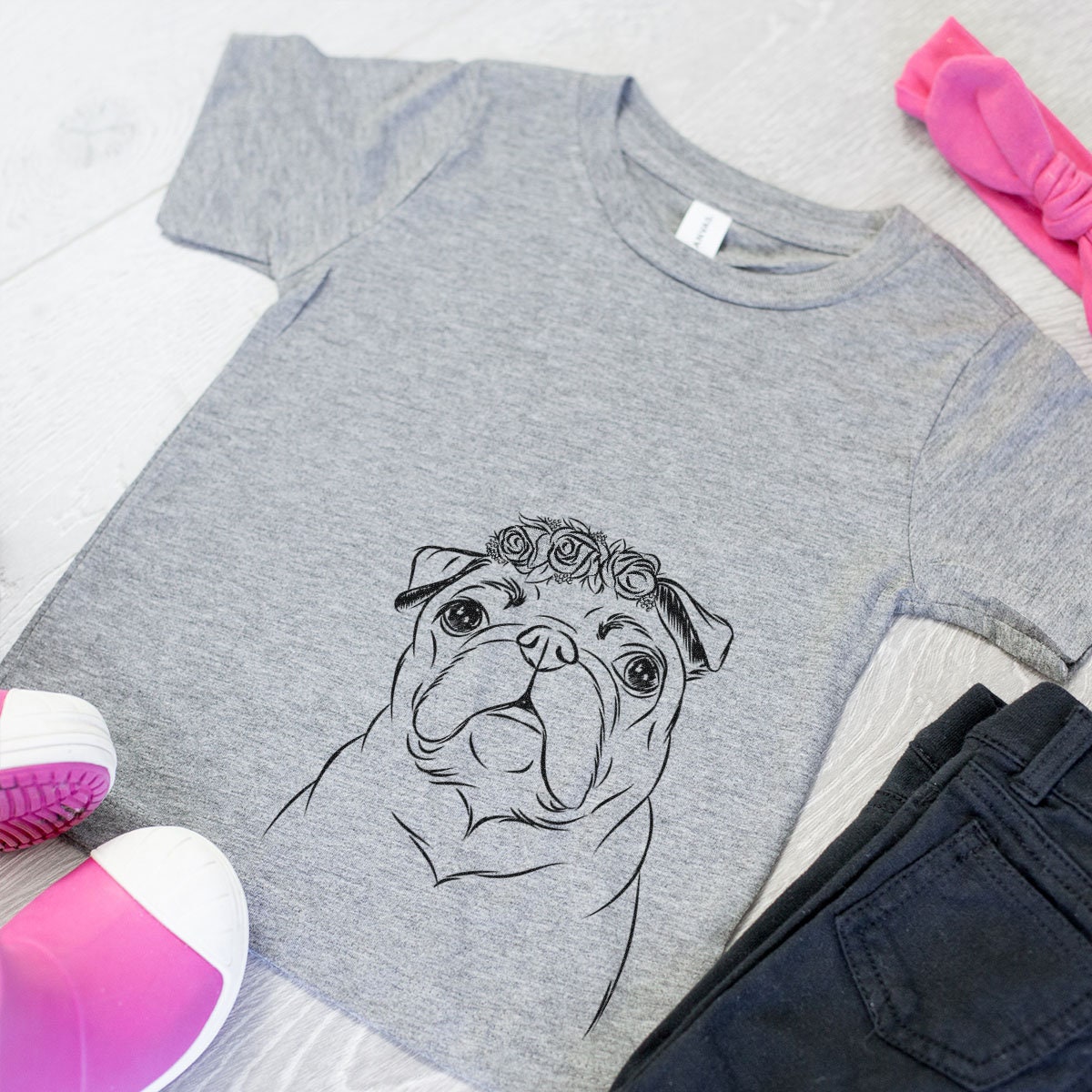 Darling Chloe The Pug Tri-Blend Shirt - Kids Dog Tshirt Animal Glasses T