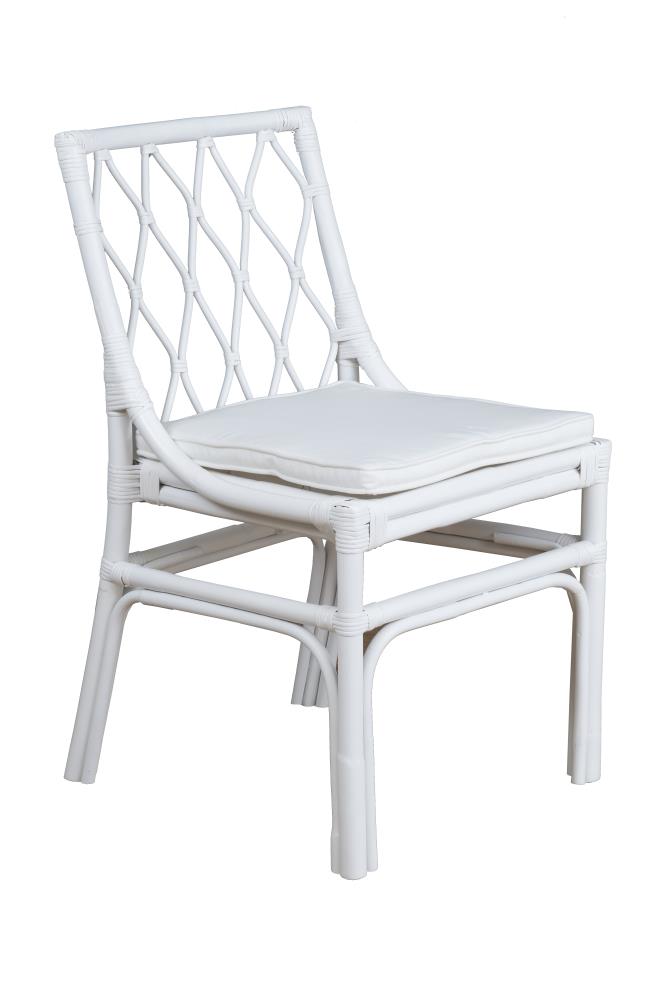 East at Main Set of 2 Casual Polyester/Polyester Blend Side Chair (Rattan Frame) in White | TT-WR-BT101-WH