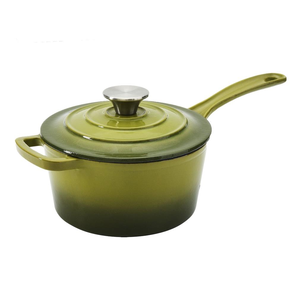 Hamilton Beach 2-Piece 7.5-in Cast Iron Cooking Pan with Lid(s) Included in Green | 107497
