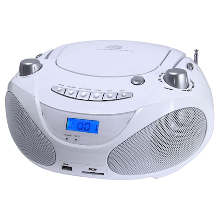 Champion Boombox CD/Radio/MP3/USB White