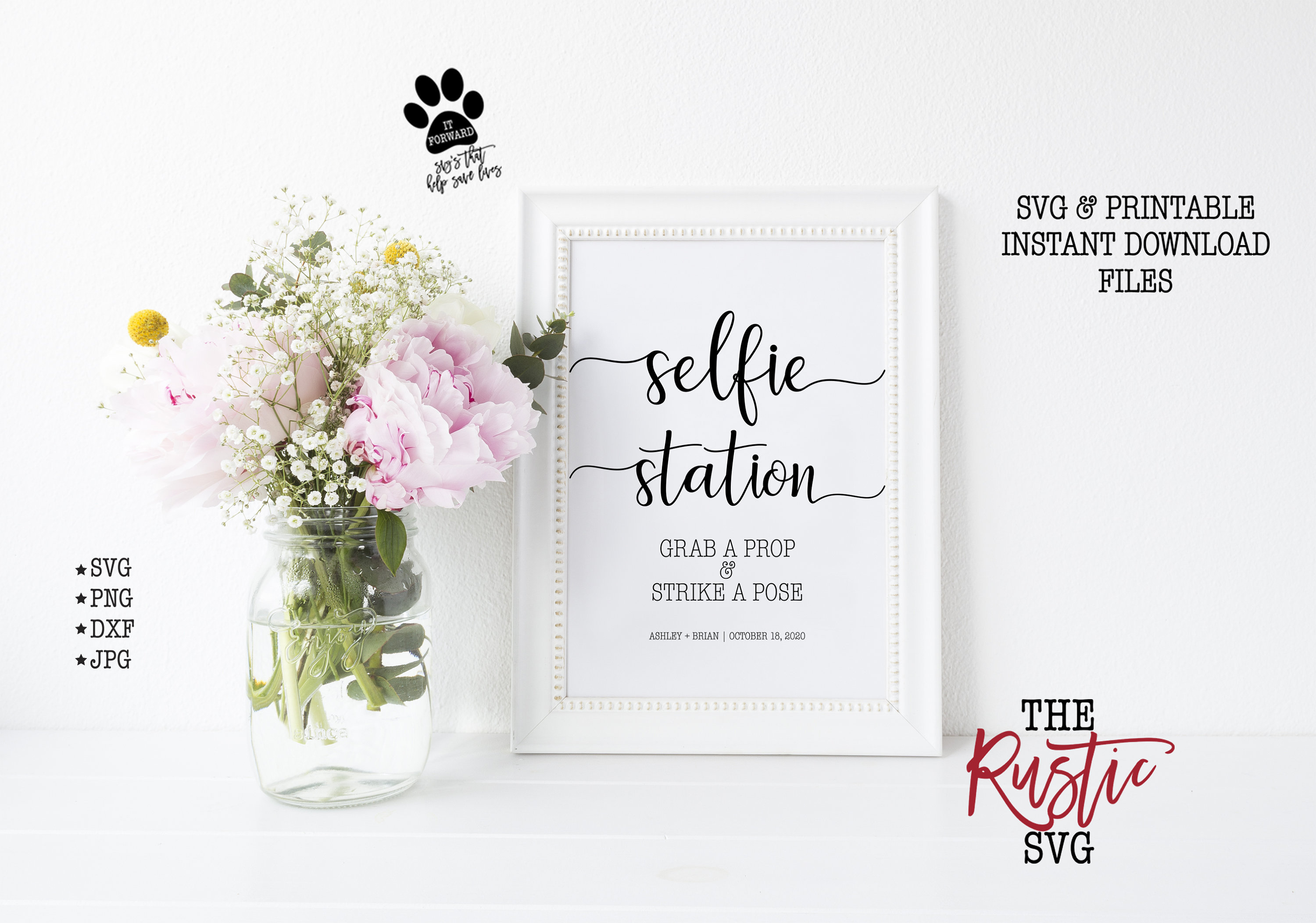 Selfie Station, Station Sign, Printable Wedding Svg, Jpg, Png, Cricut, Silhouette, 005