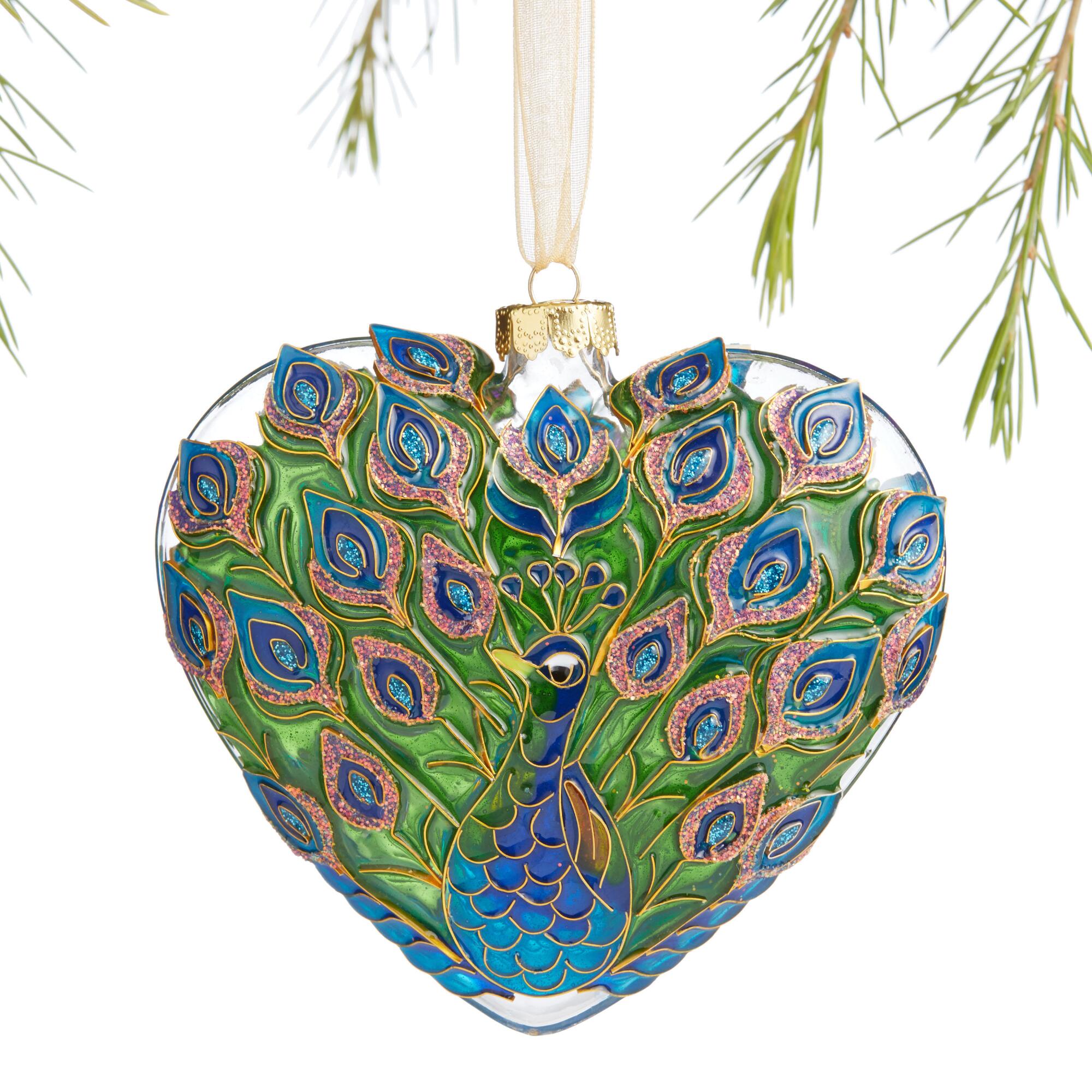 Pier Place Peacock Heart Cloisonne Ornament: Multi - Glass by World Market