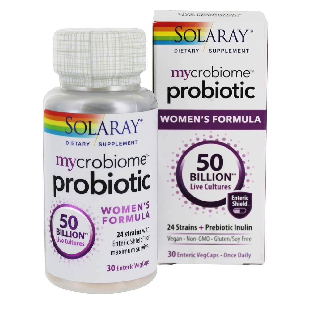 Solaray - Mycrobiome Probiotic Prebiotic Inulin Women's Formula 50 Billion CFU - 30 Vegetable Capsule(s)