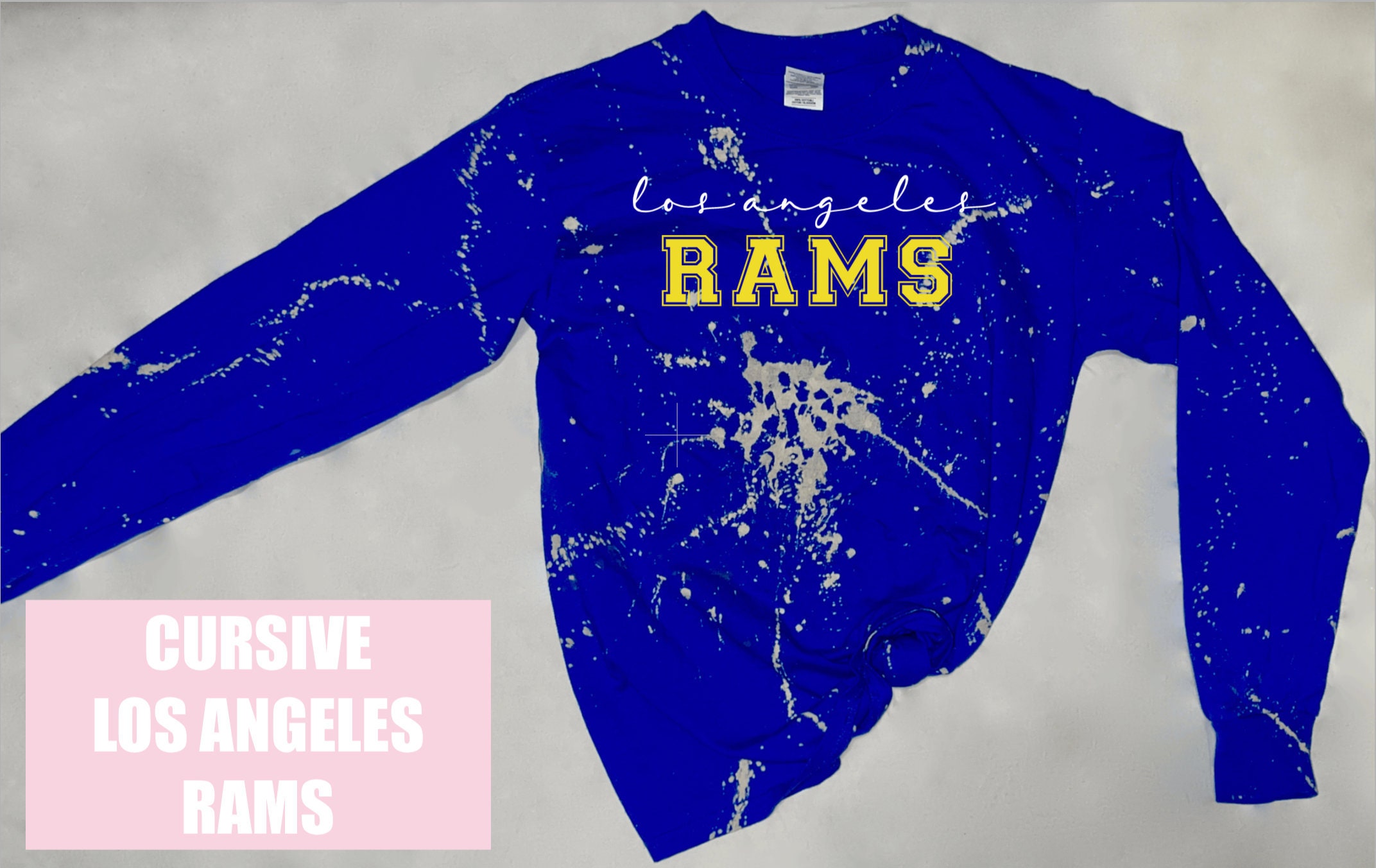 Rams Long Sleeve Shirt, Los Angeles Rams Unisex Bleach Dye Long Football Shirts