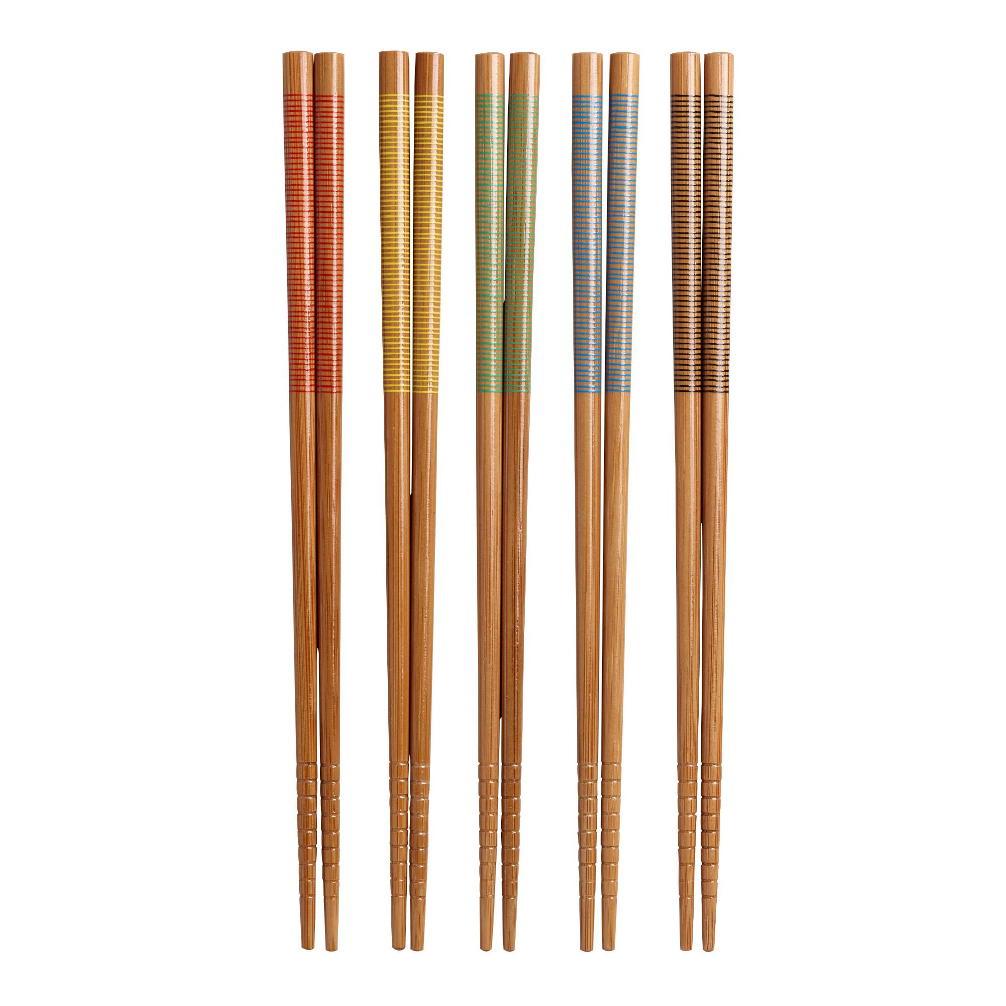 5 Pack Multicolor Stripe Bamboo Chopsticks Set of 2 by World Market