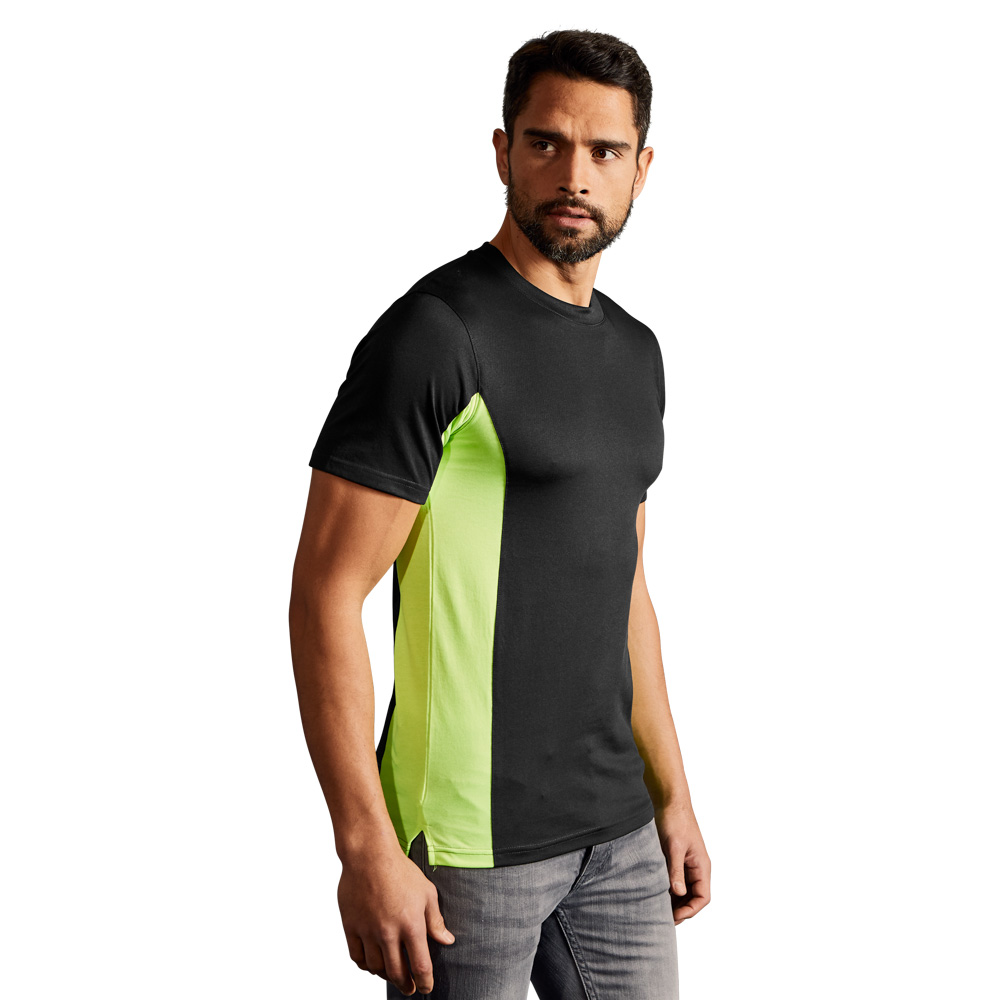 Unisex Funktions Kontrast T-Shirt Damen und Herren, Graphit-Neongelb, XL