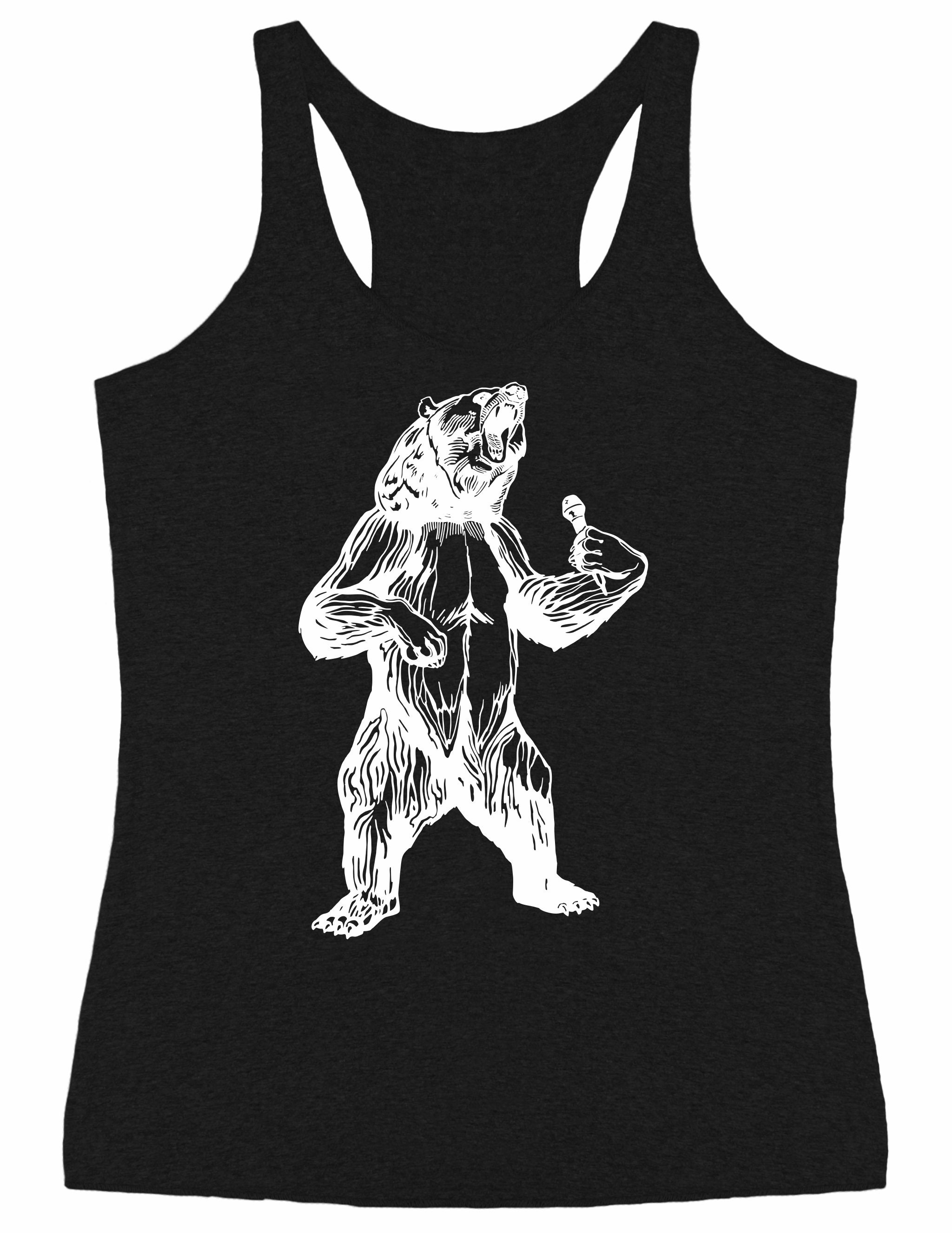 Bear Trying To Sing Women's Tri-Blend Tank Top Gift For Her, Girlfriend Birthday, Music Gifts Mom, Musician Wife Seembo