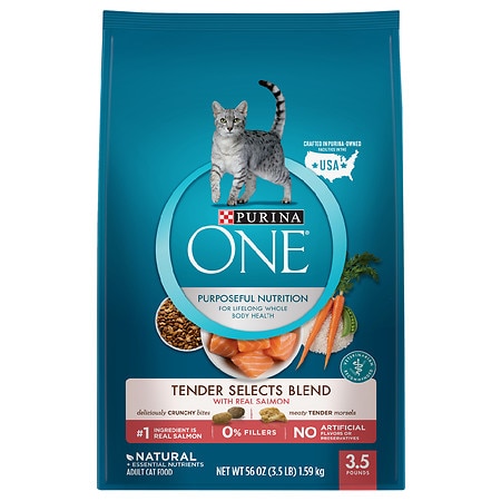 Purina One Natural Dry Cat Food Tender Selects Blend With Real Salmon - 56.0 oz