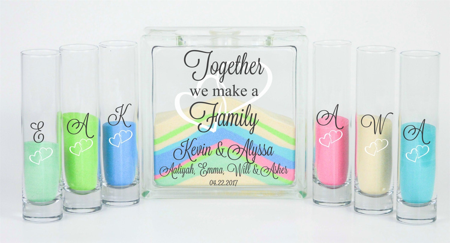 Blended Family Wedding Sand Ceremony Jar With Lid, Unity Candle Alternative, Together We Make A Family, Set
